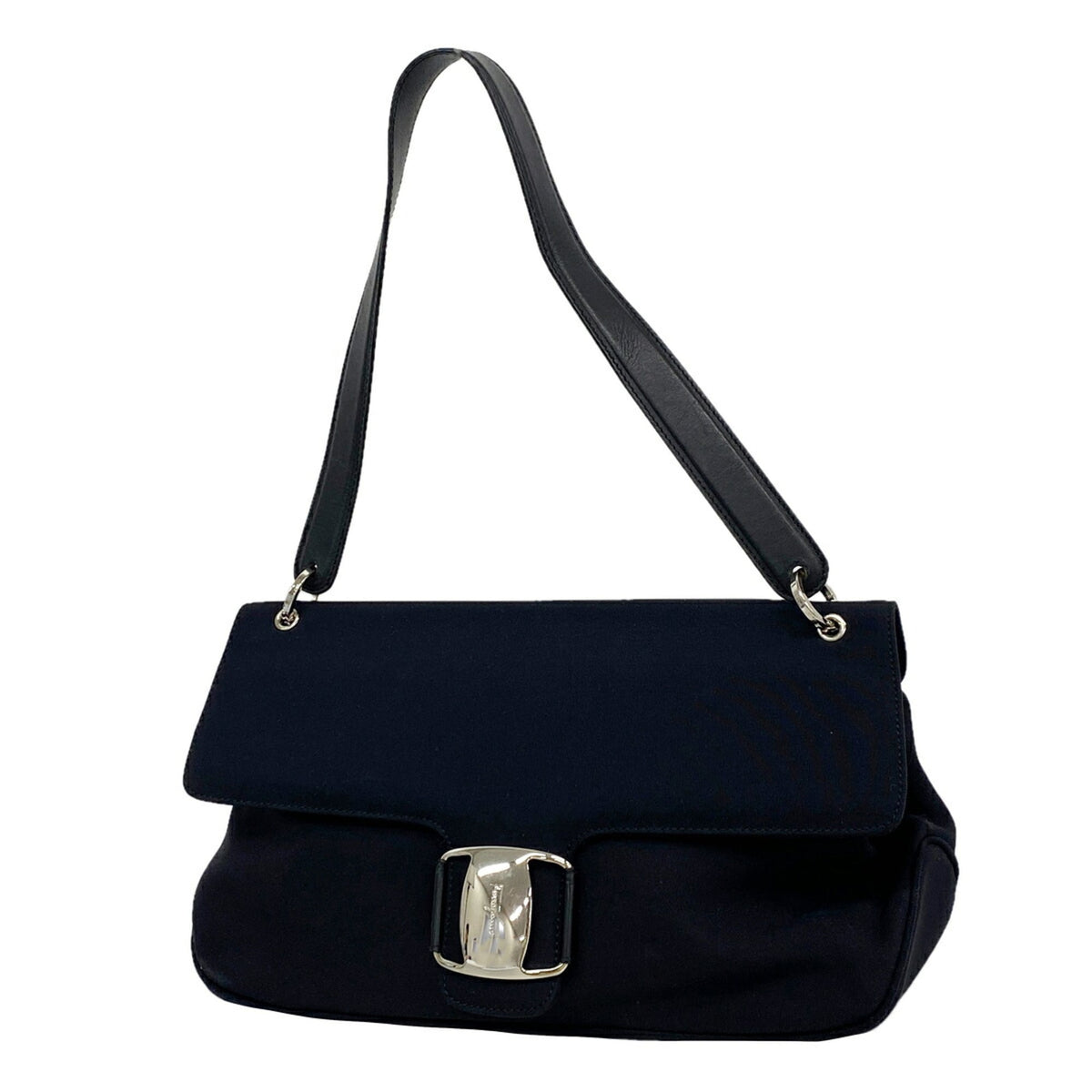 Salvatore Ferragamo Black Canvas Shoulder Bag (Pre-Owned)