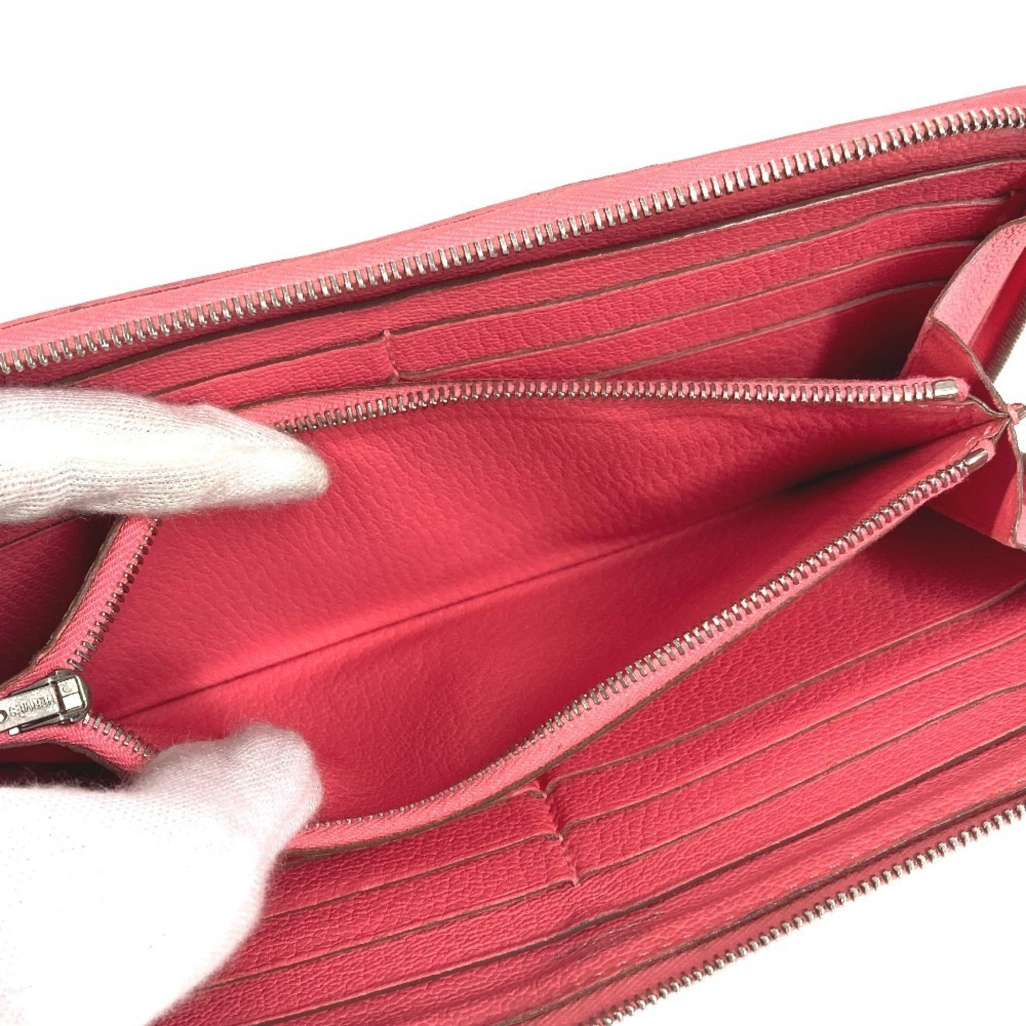 Hermes Pink Chevre Leather Long Wallet (Bi-Fold) (Pre-Owned)