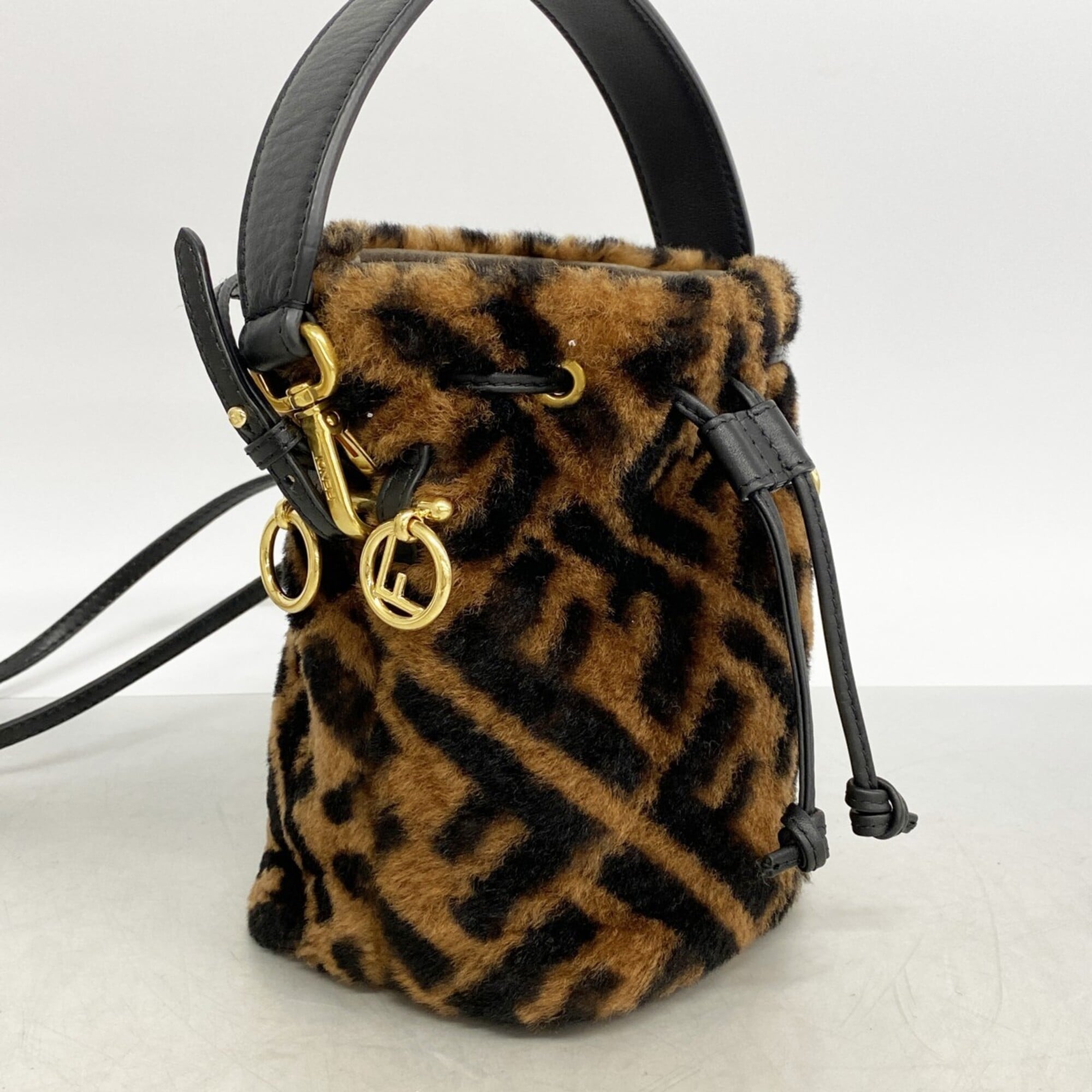 Fendi Black Brown Fur Handbag (Pre-Owned)