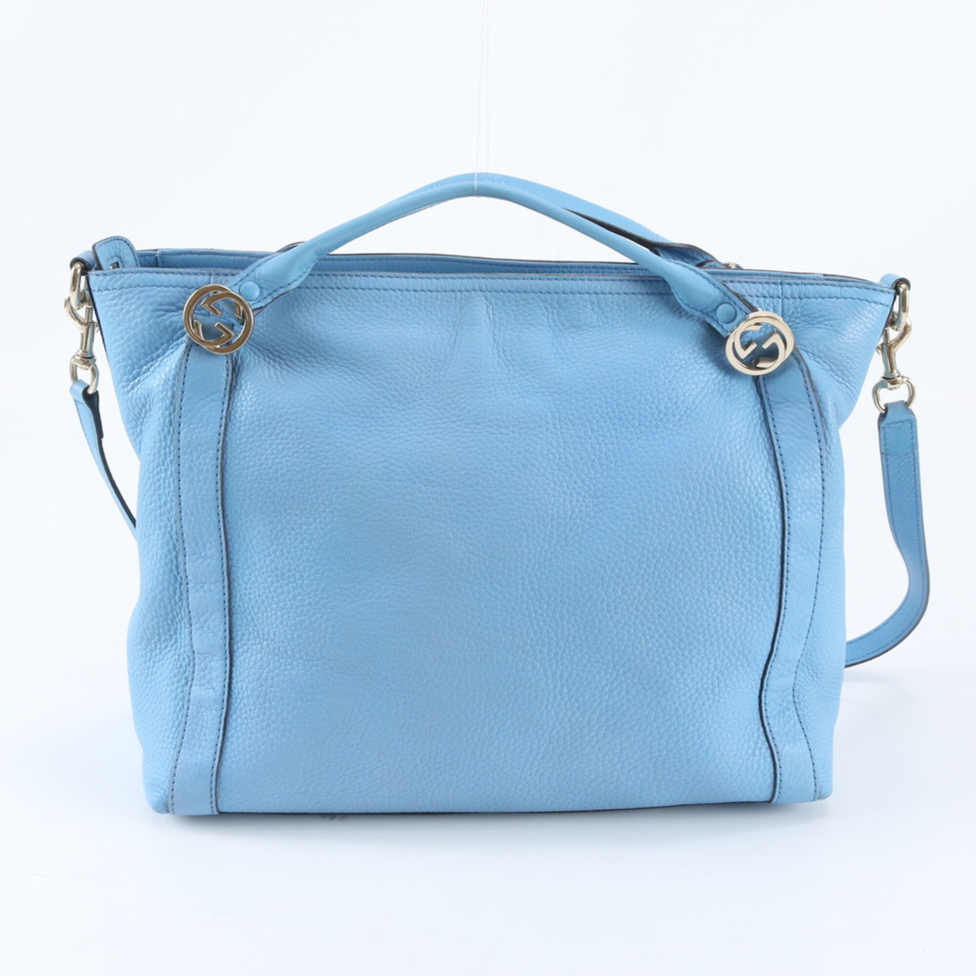 Gucci Sky Blue Leather Handbag Shoulder Bag Tote Bag (Pre-Owned)