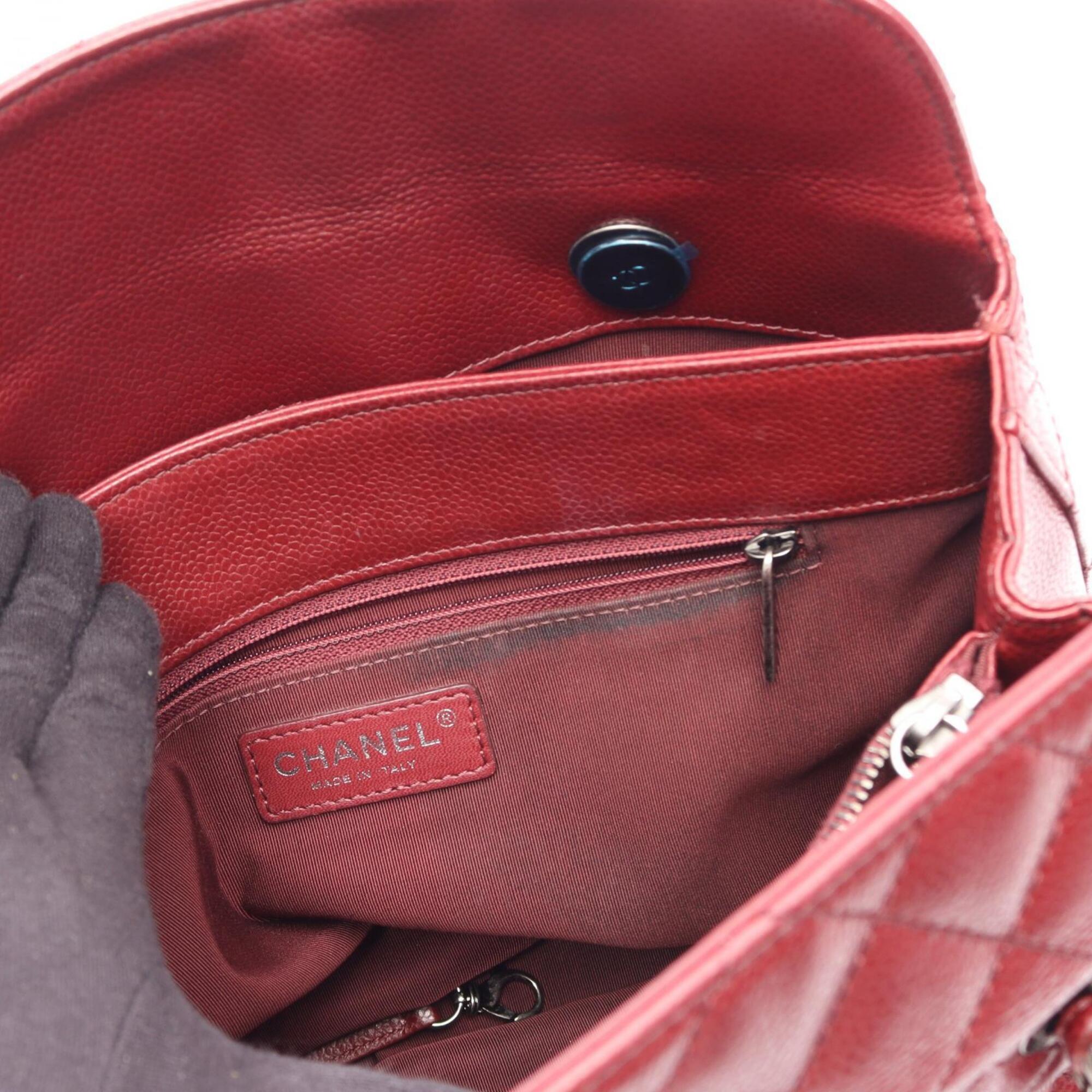 Chanel Bordeaux Grained Calfskin Handbag Shoulder Bag (Pre-Owned)