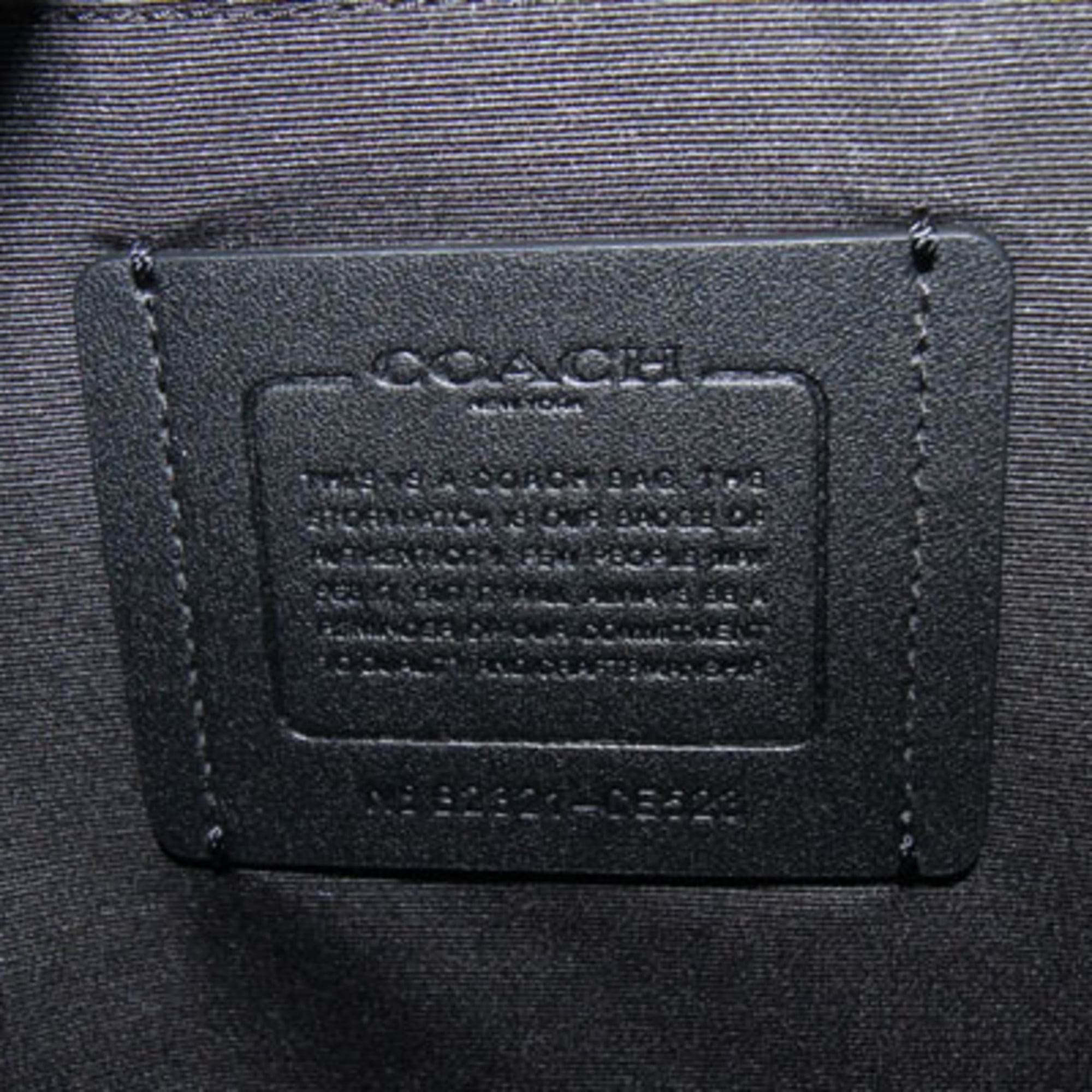 Coach Signature Black Gray Canvas Leather Backpack (Pre-Owned)