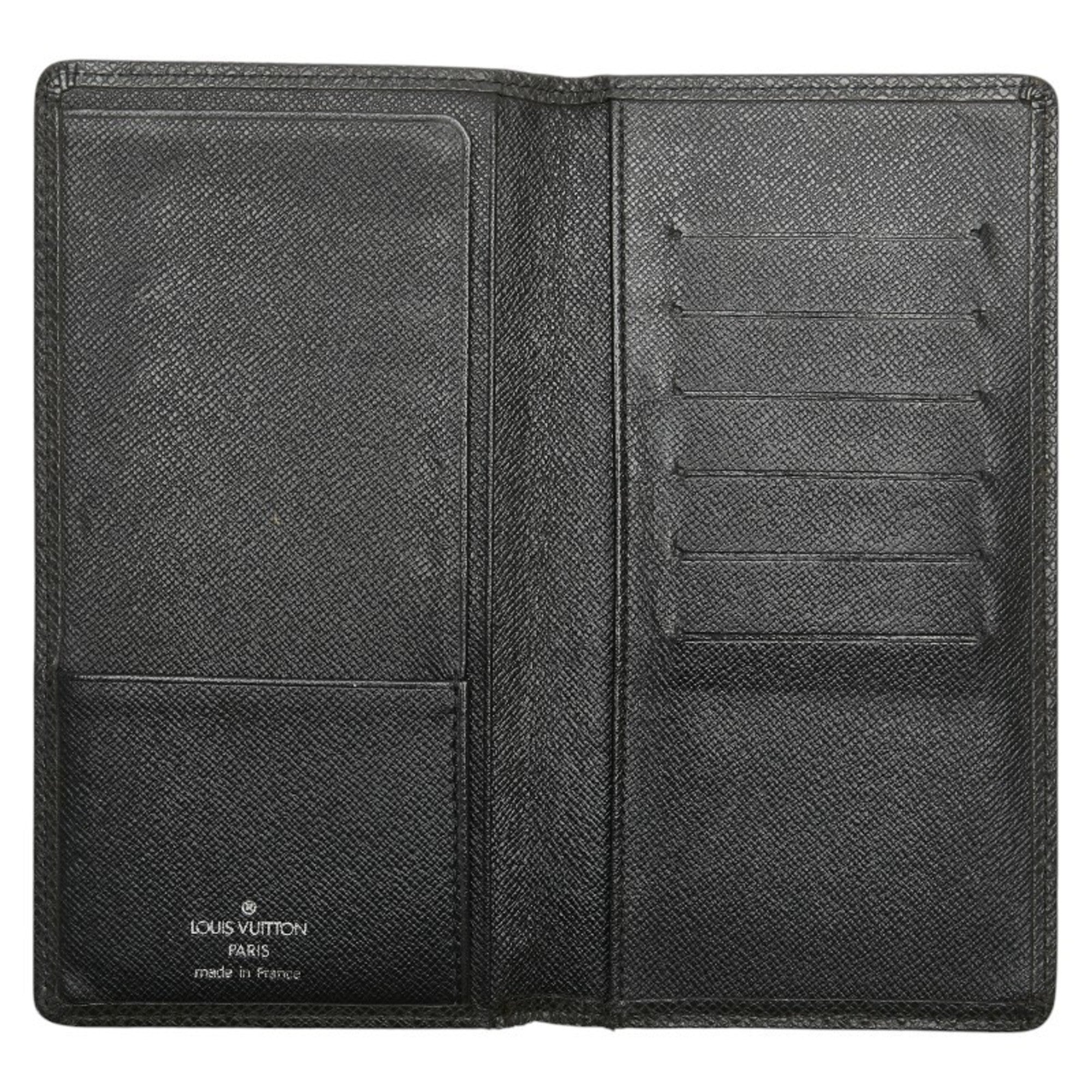 Louis Vuitton Taiga Black Leather Wallet (Bi-Fold) (Pre-Owned)