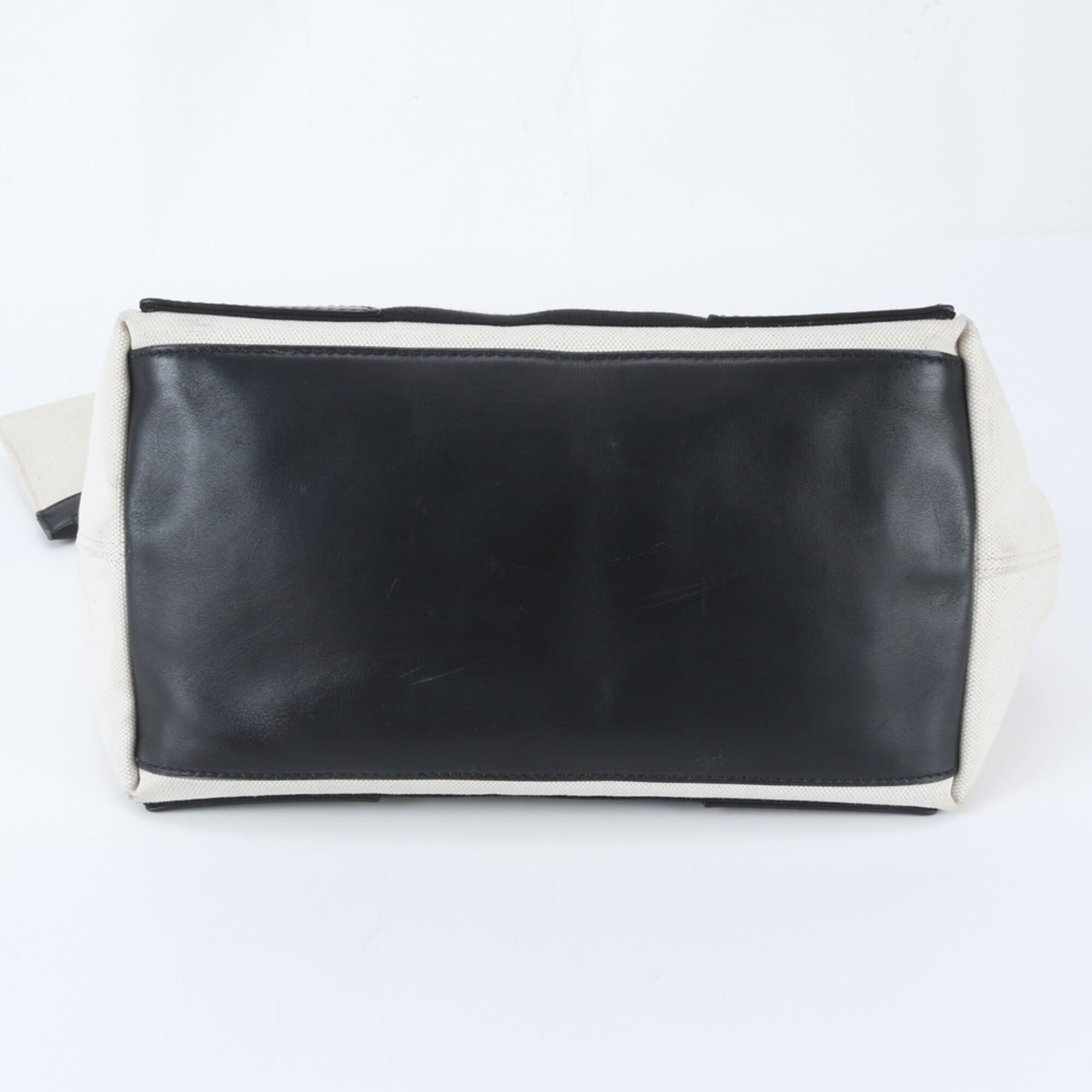 Balenciaga Black White Canvas Leather Handbag Pouch Tote Bag (Pre-Owned)