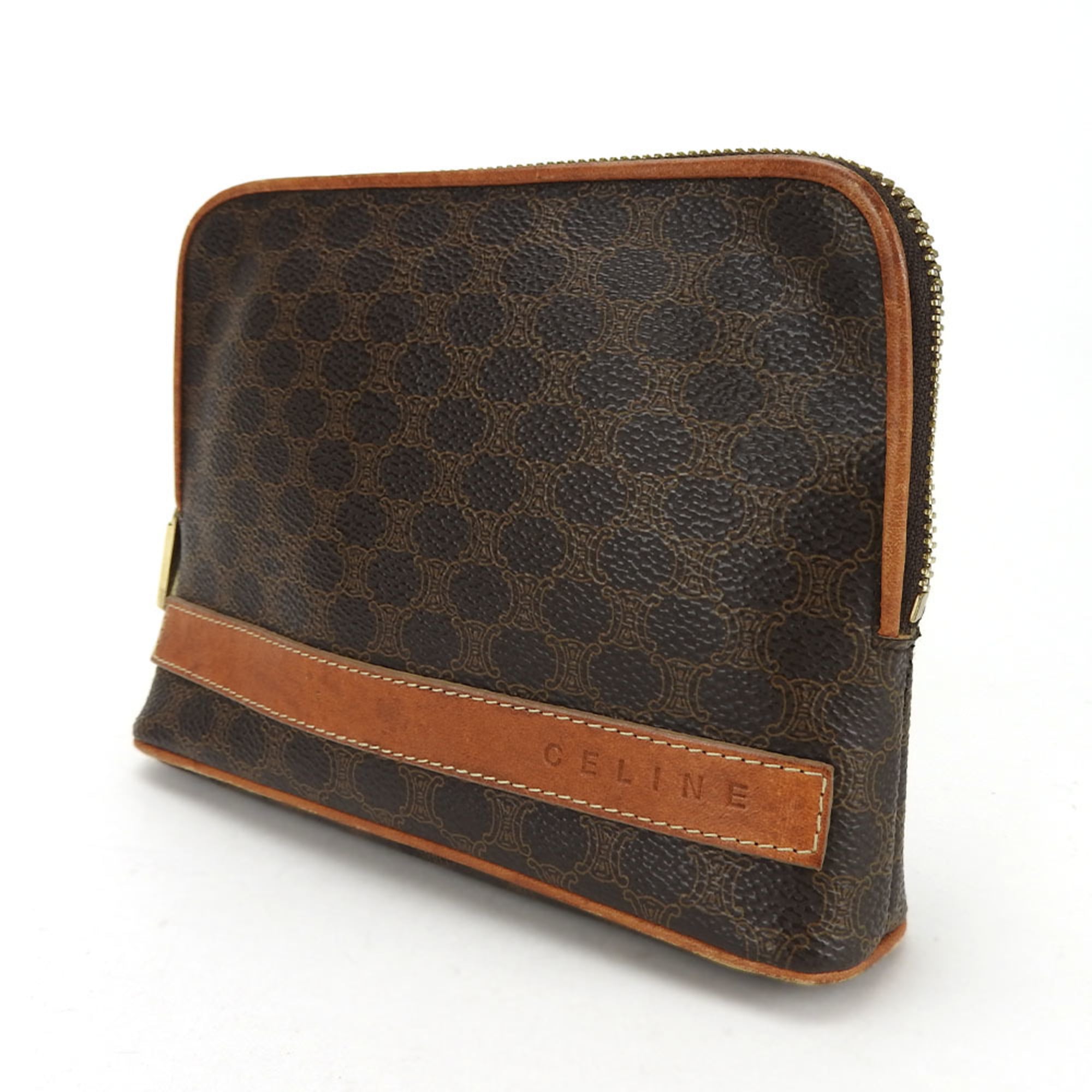 Celine Macadam Brown Pvc Leather Pouch (Pre-Owned)