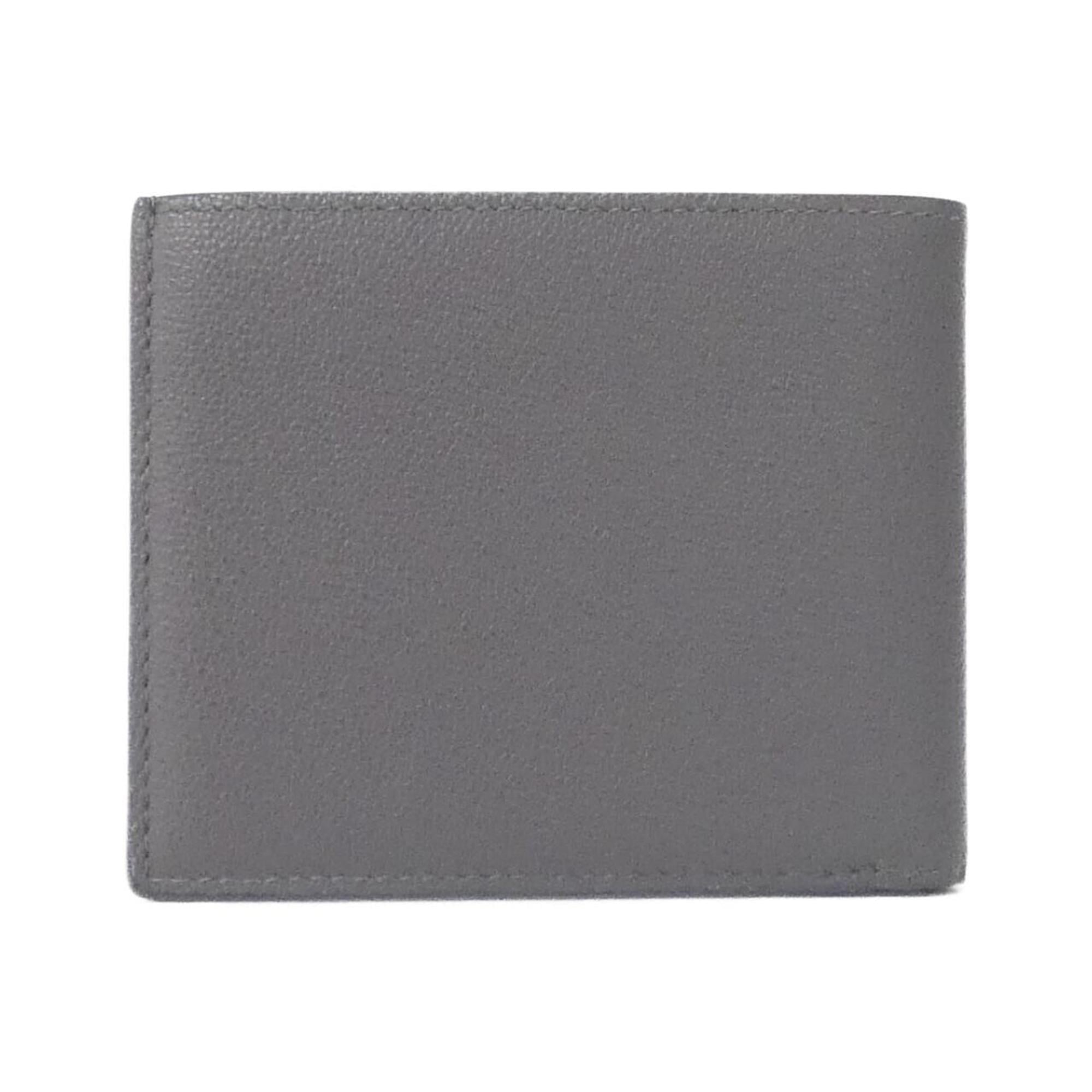 Bvlgari Gray Leather Bill Wallet (Bi-Fold) (Pre-Owned)
