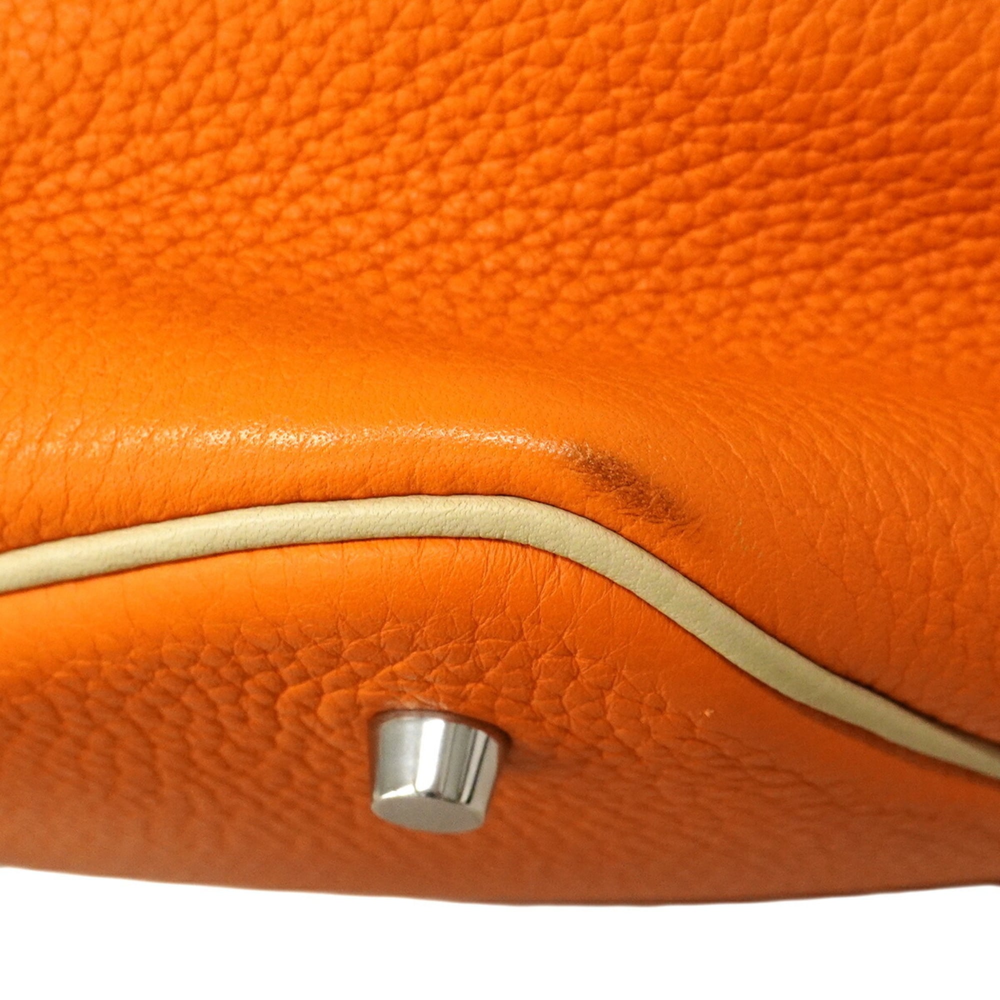 Hermes Orange Parchemin Taurillon Clemence Leather Handbag (Pre-Owned)