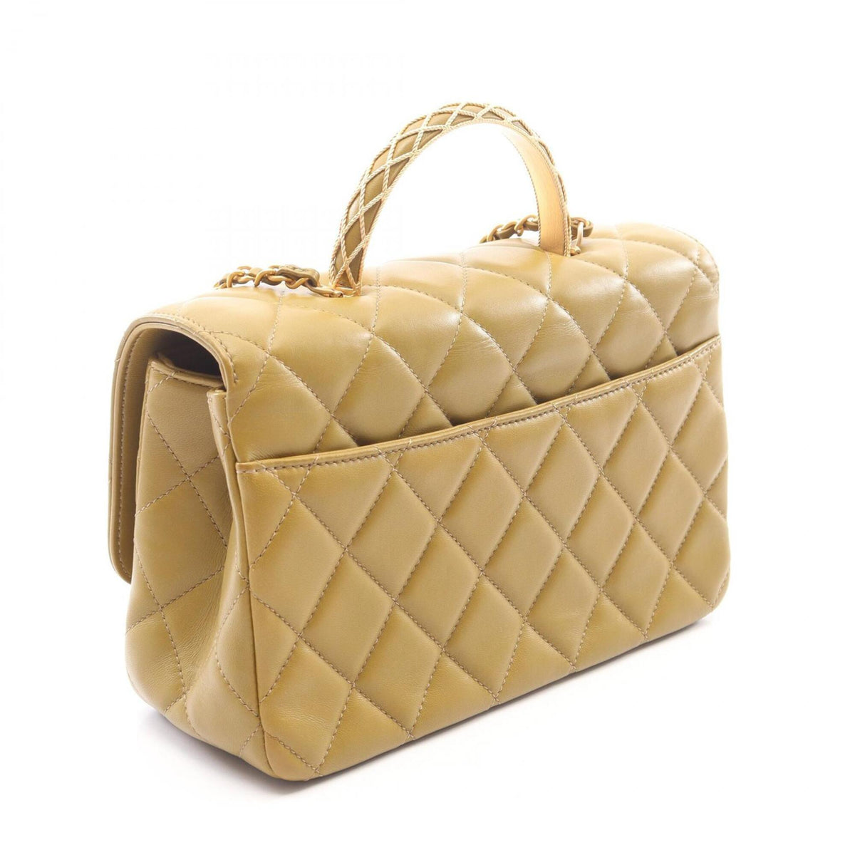 Chanel Matelasse Khaki Leather Handbag Shoulder Bag (Pre-Owned)