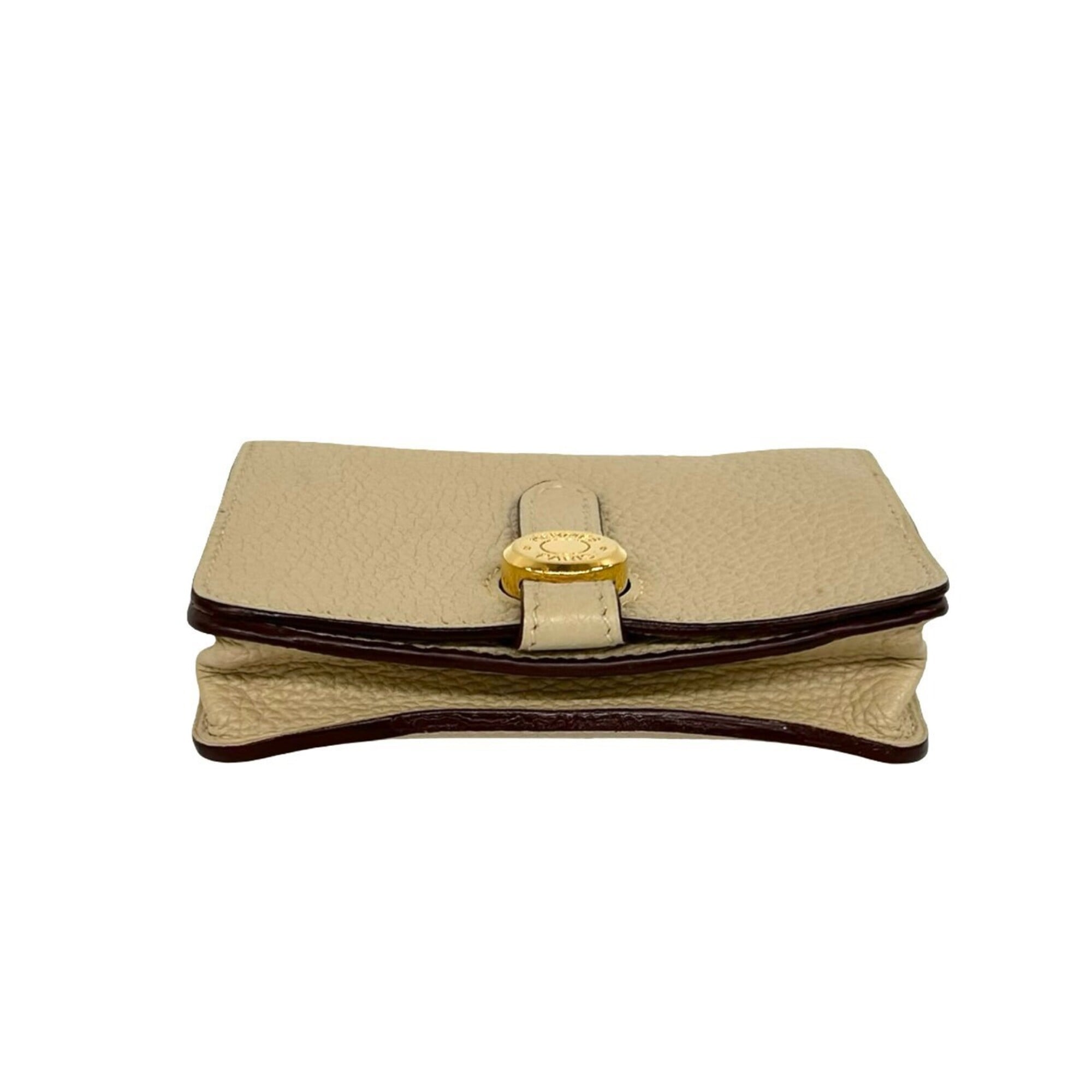 Hermes Beige Taurillon Clemence Leather Coin Purse/Coin Case (Pre-Owned)