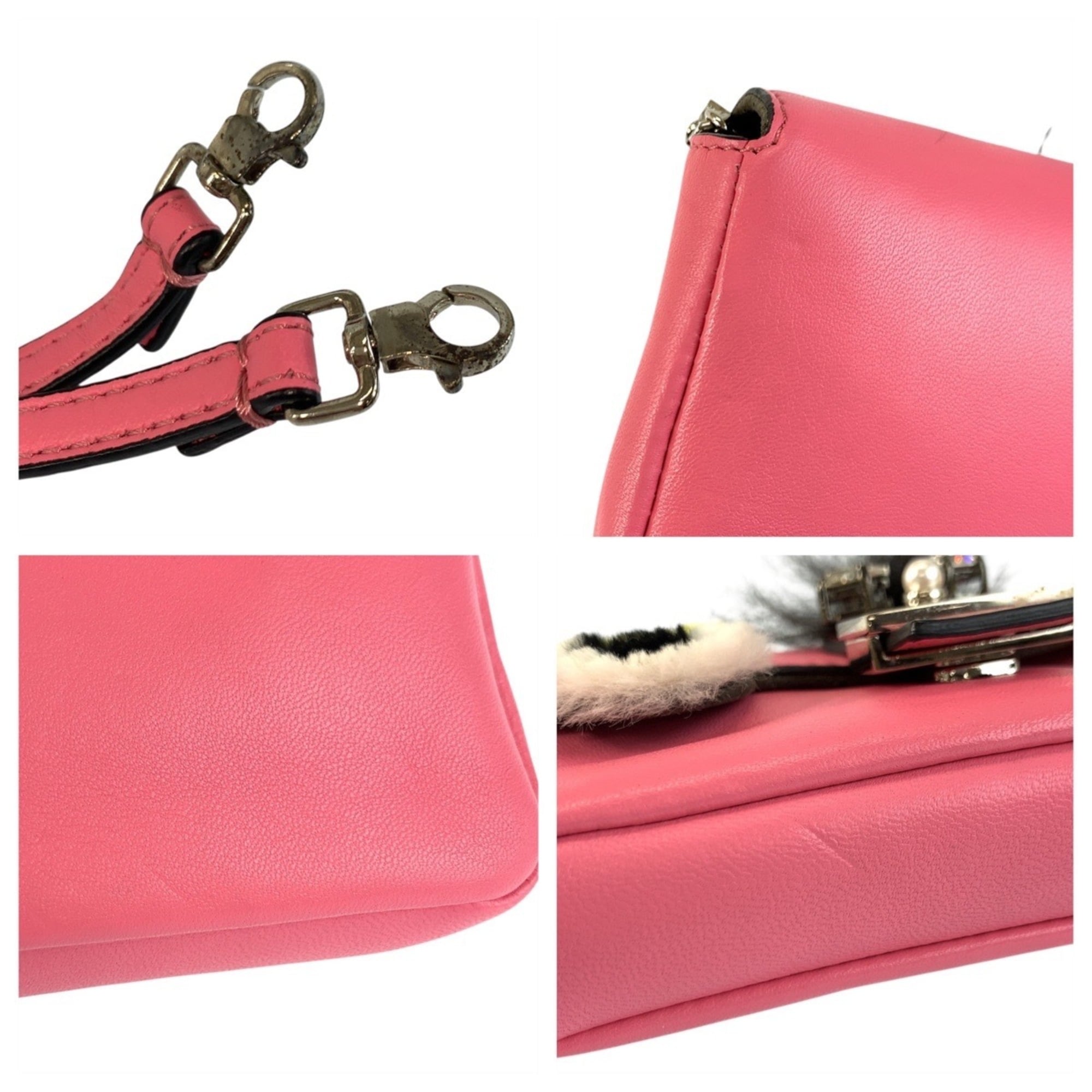 Fendi Pink Leather Handbag Shoulder Bag (Pre-Owned)