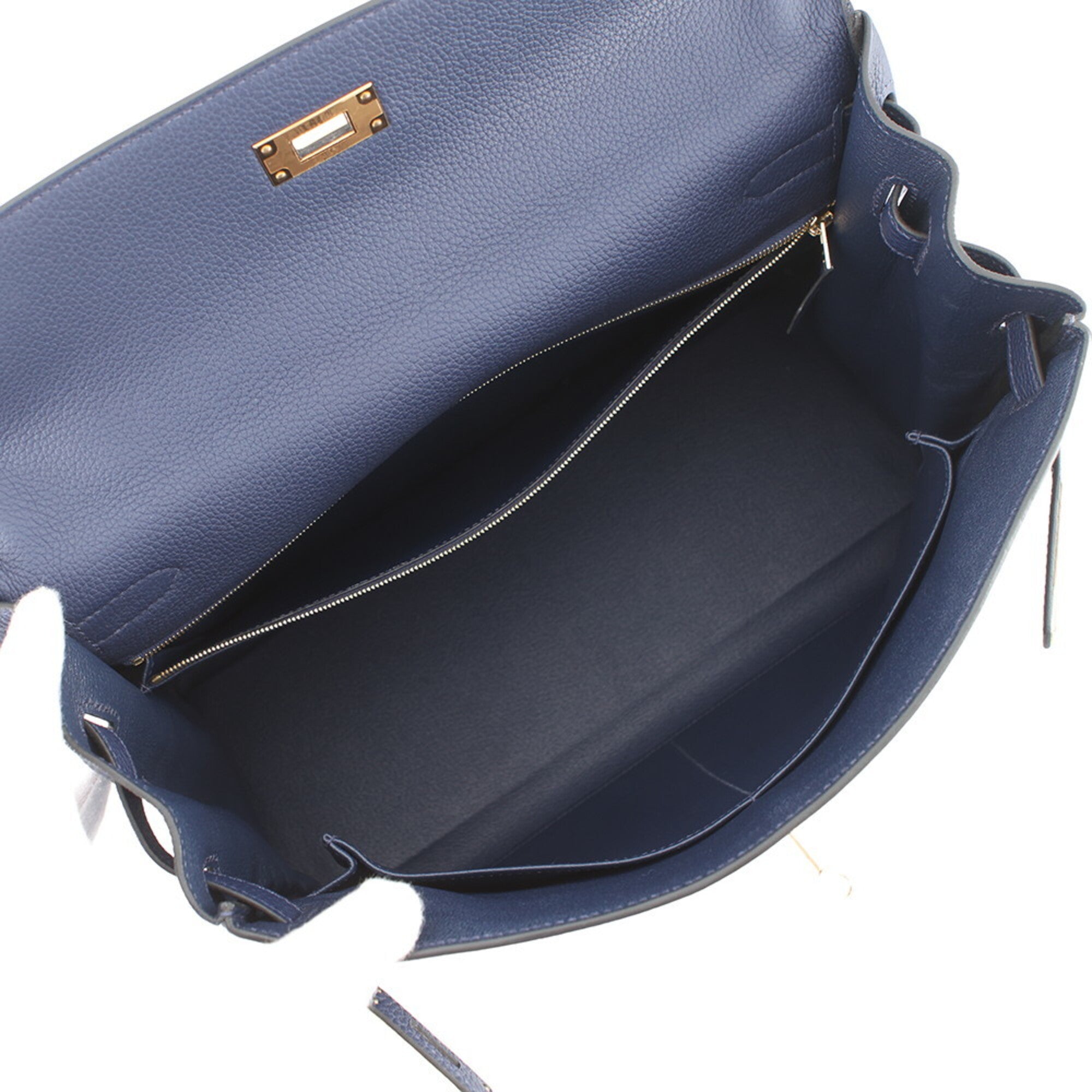 Hermes Blue Navy Togo Leather Handbag (Pre-Owned)