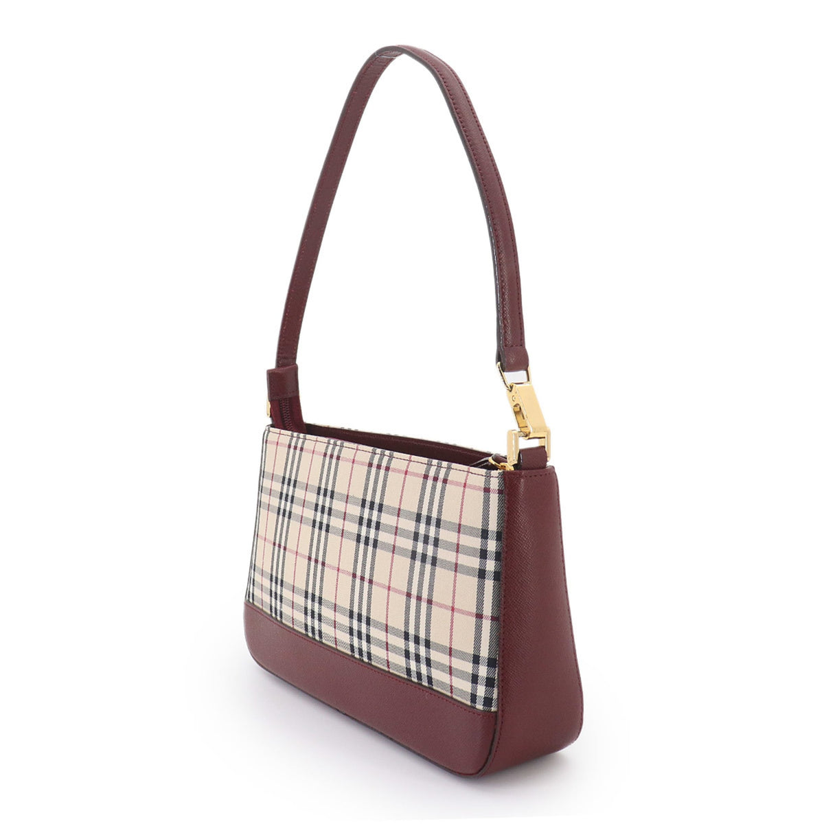 Burberry Beige Bordeaux Canvas Leather Shoulder Bag (Pre-Owned)