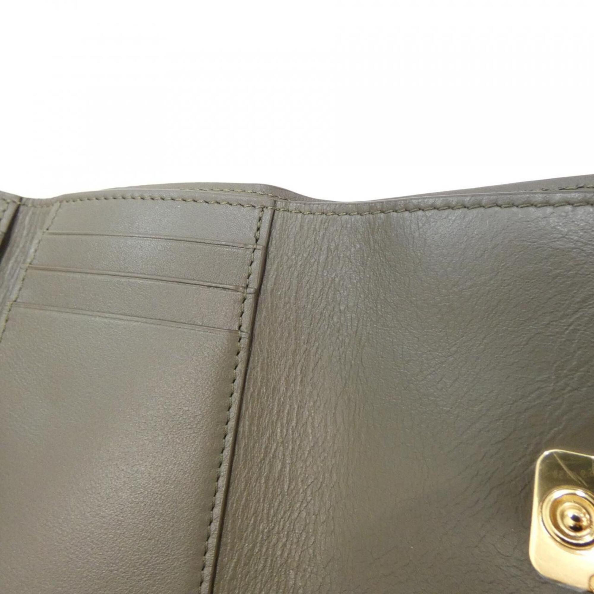 Loewe Dark Khaki Green Leather Wallet (Tri-Fold) (Pre-Owned)