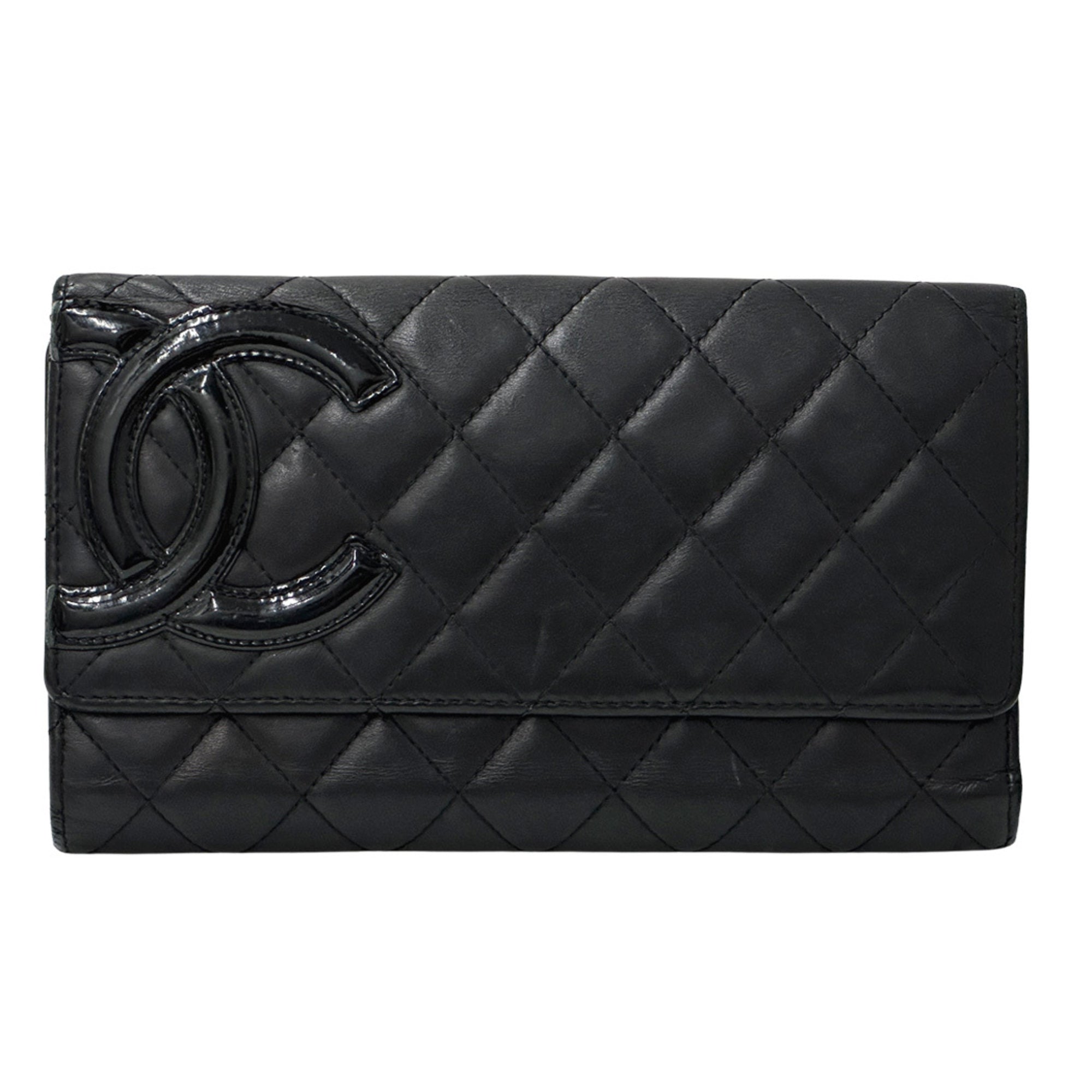 Chanel Black Pink Leather Long Wallet (Bi-Fold) (Pre-Owned)