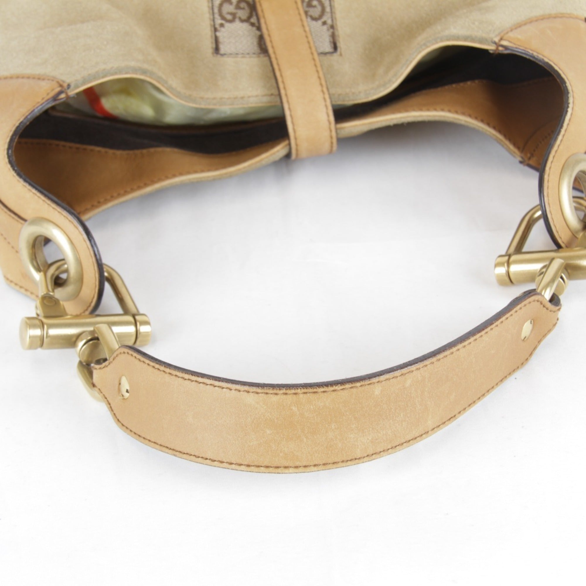 Gucci New Jackie Beige Suede Leather Handbag (Pre-Owned)