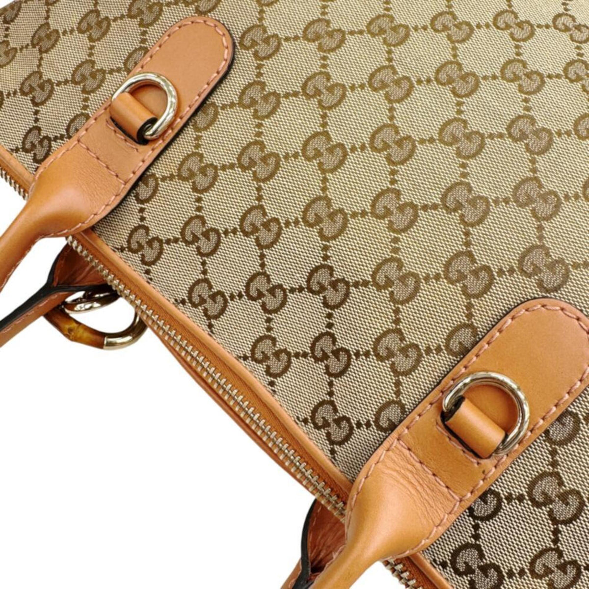 Gucci Beige Pink Beige Canvas Shoulder Bag (Pre-Owned)