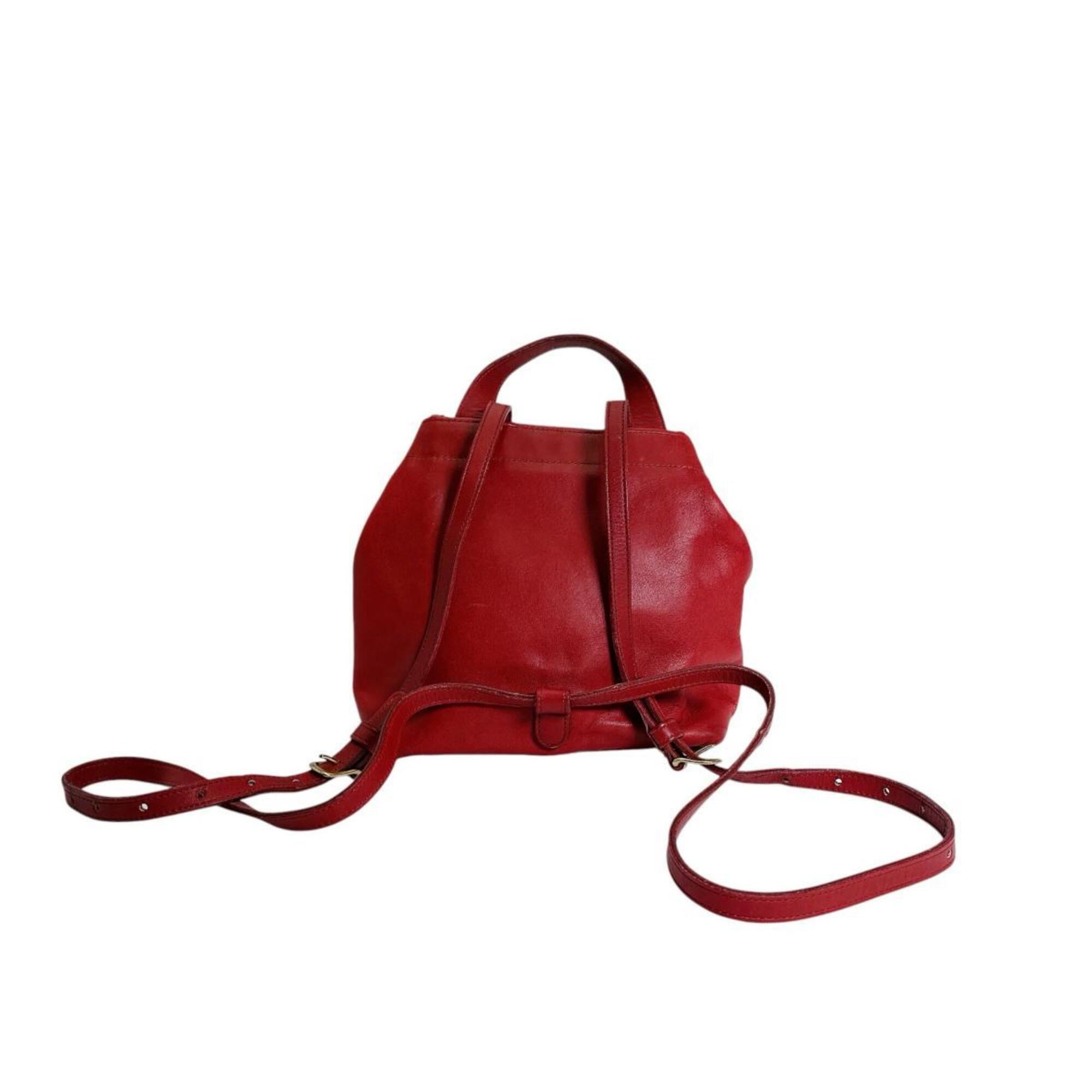 Coach Red Color Leather Backpack (Pre-Owned)