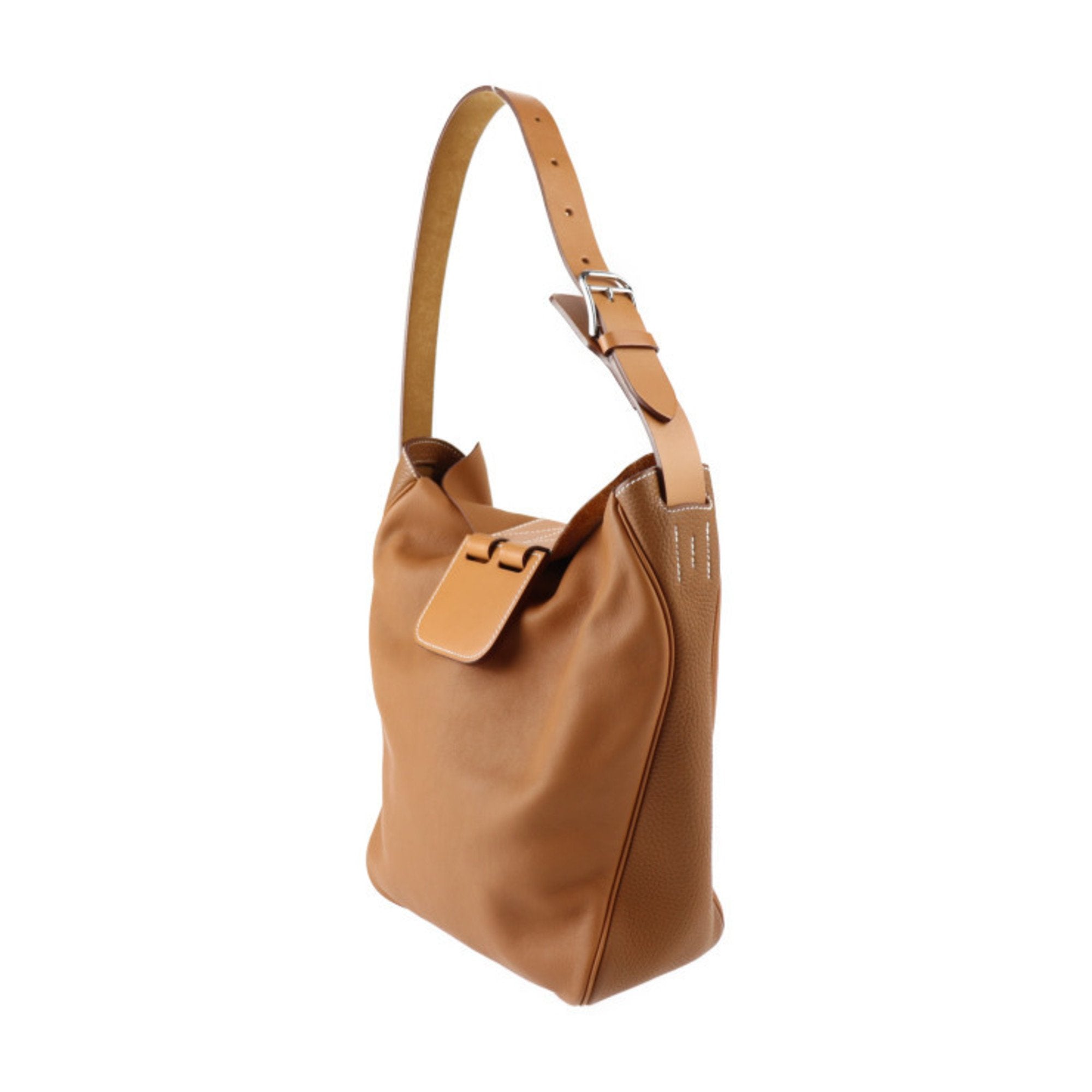 Hermes Brown Gold Taurillon Clemence Leather Swift Leather Handbag Shoulder Bag Tote Bag (Pre-Owned)