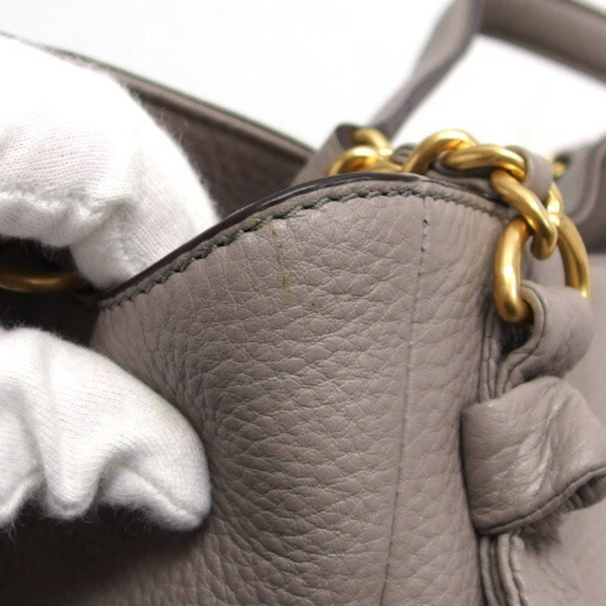 Tory Burch Gray Leather Handbag Shoulder Bag (Pre-Owned)