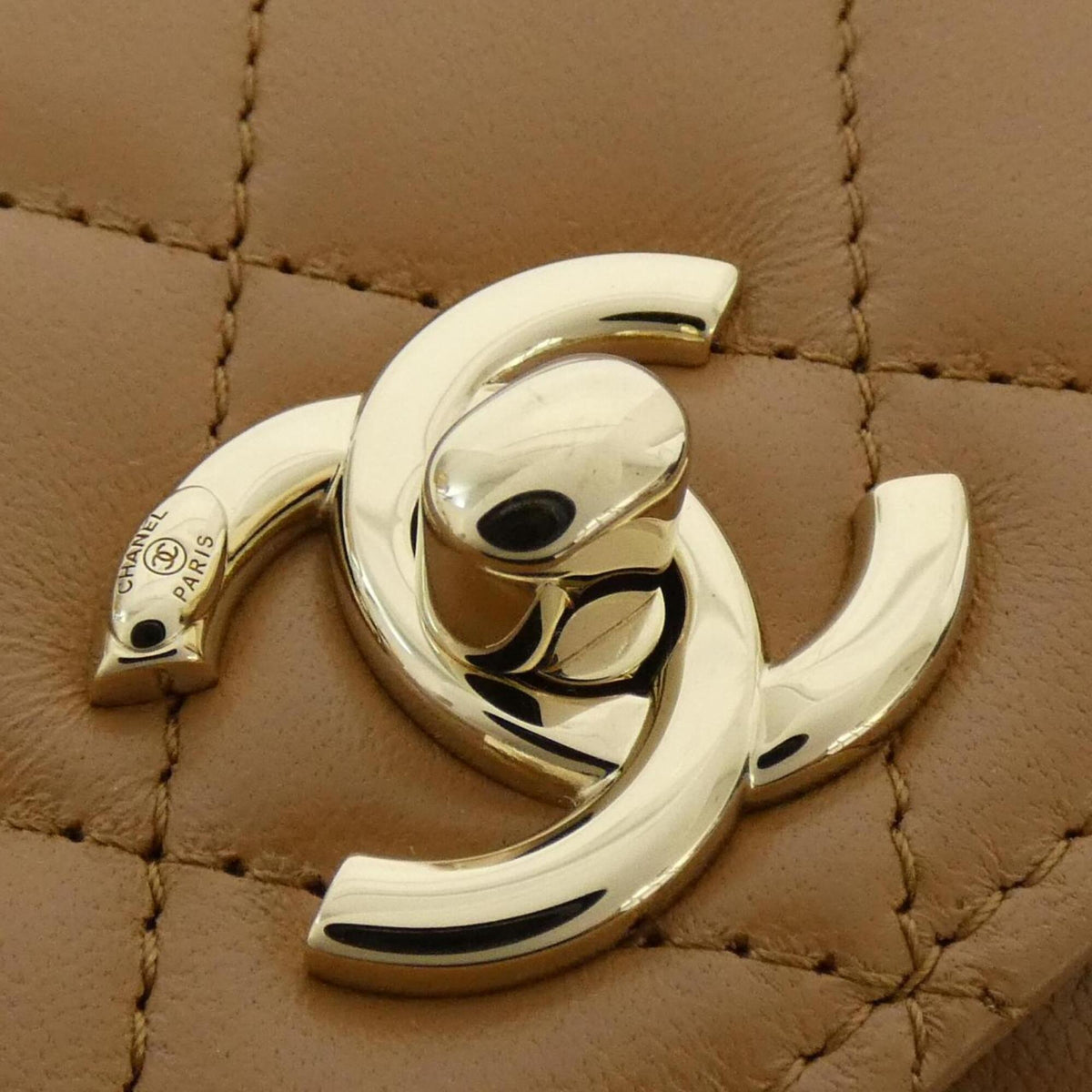 Chanel Dark Beige Leather Handbag Shoulder Bag (Pre-Owned)