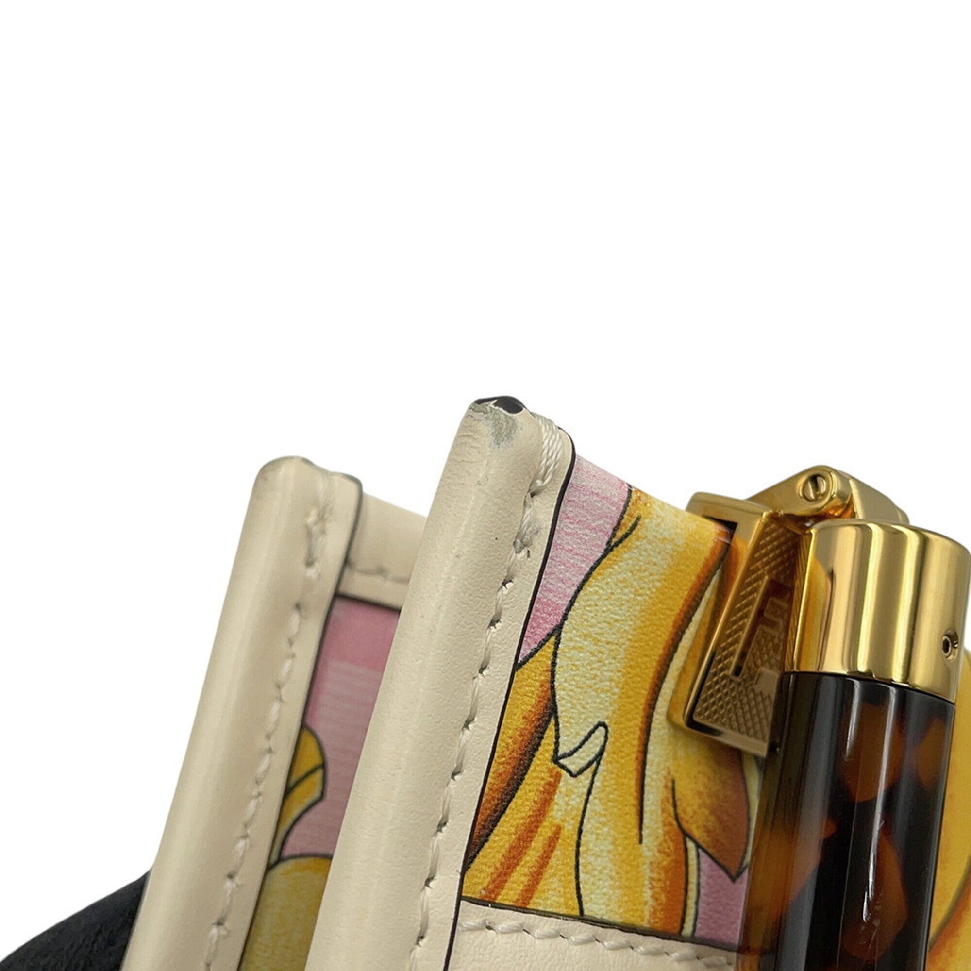 Fendi White Yellow Leather Handbag Shoulder Bag (Pre-Owned)