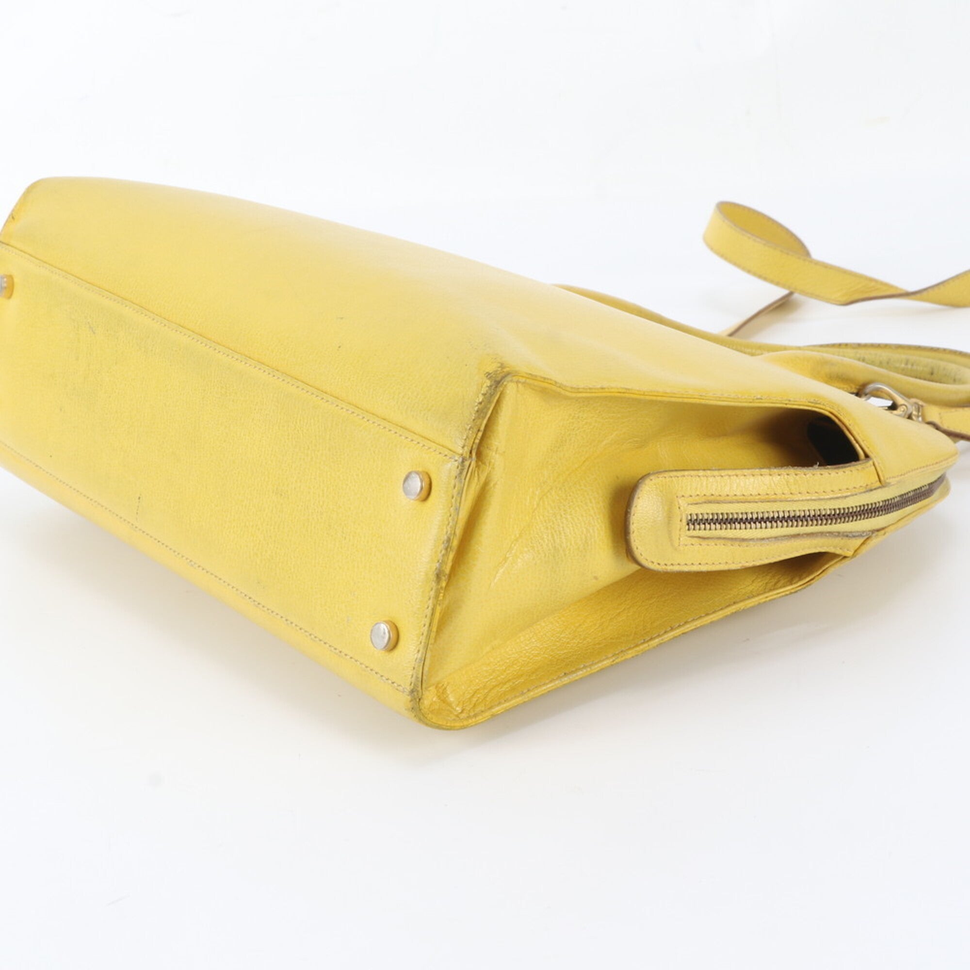 Salvatore Ferragamo Yellow Jacquard Handbag Shoulder Bag Tote Bag (Pre-Owned)