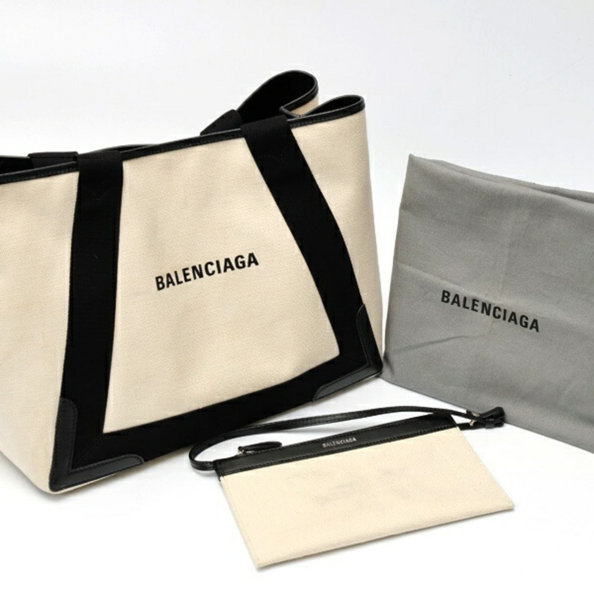 Balenciaga Black Canvas Leather Tote Bag (Pre-Owned)
