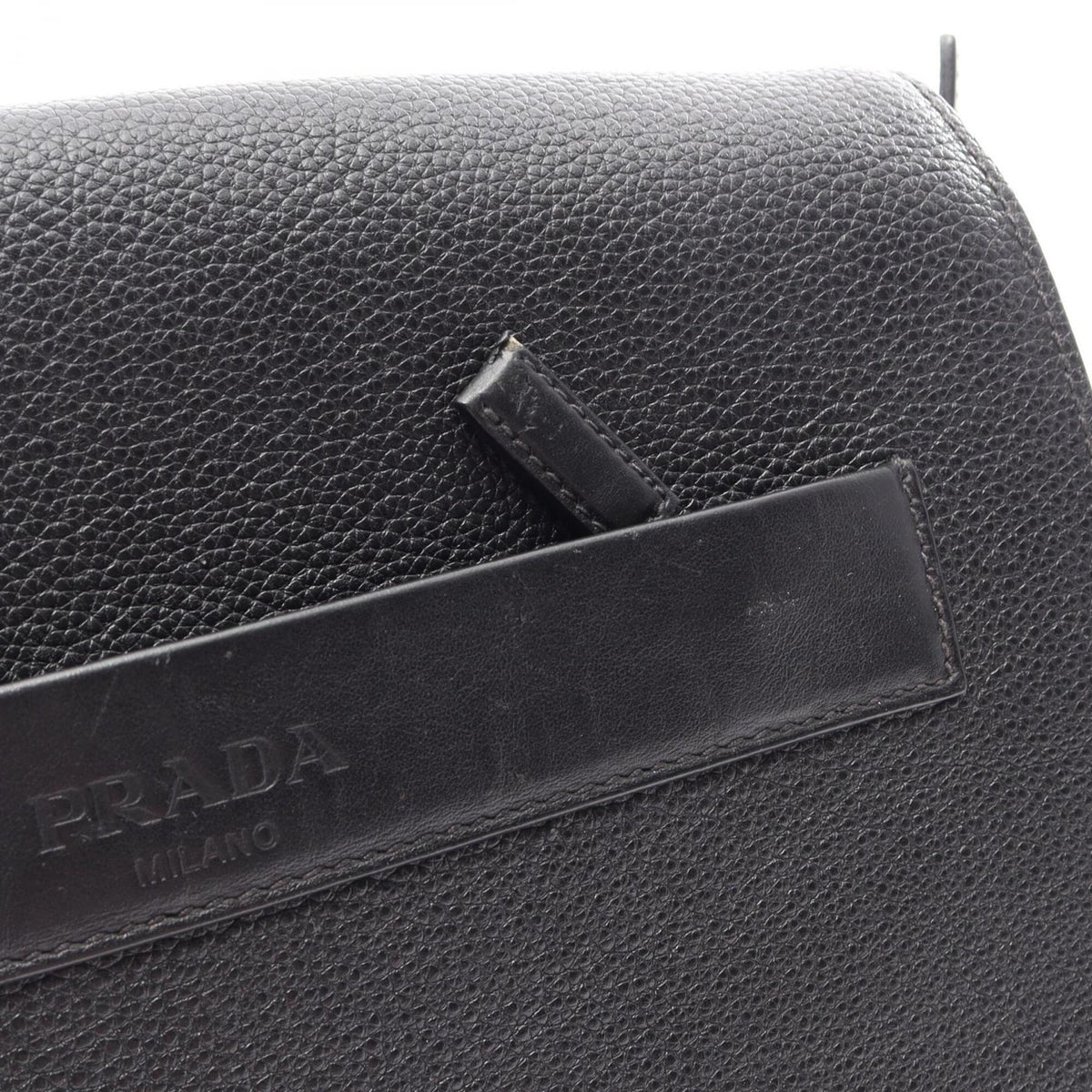 Prada Black Leather Handbag Shoulder Bag (Pre-Owned)