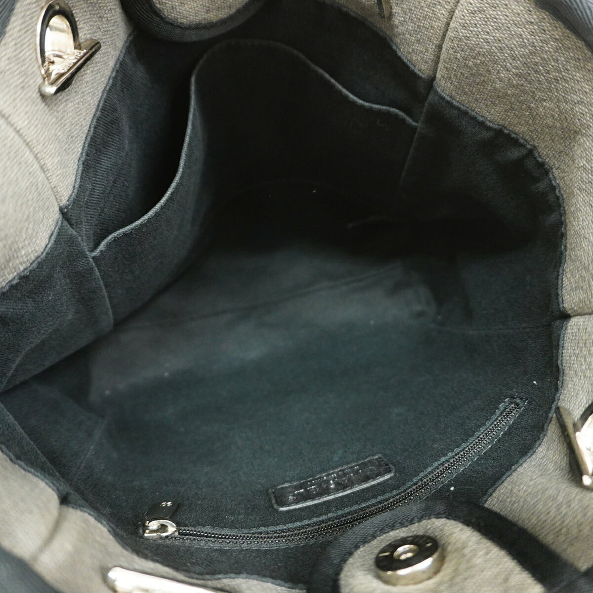 Chanel Black Gray Canvas Tote Bag (Pre-Owned)