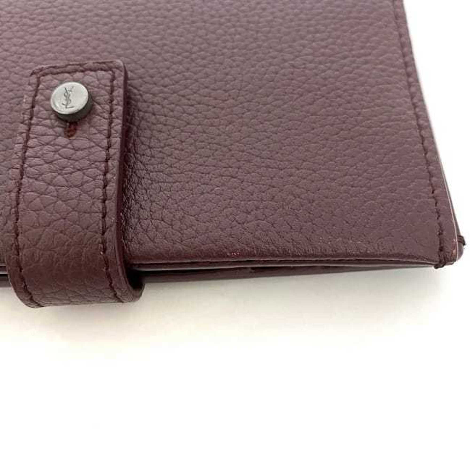 Saint Laurent Bordeaux Leather Wallet (Bi-Fold) (Pre-Owned)