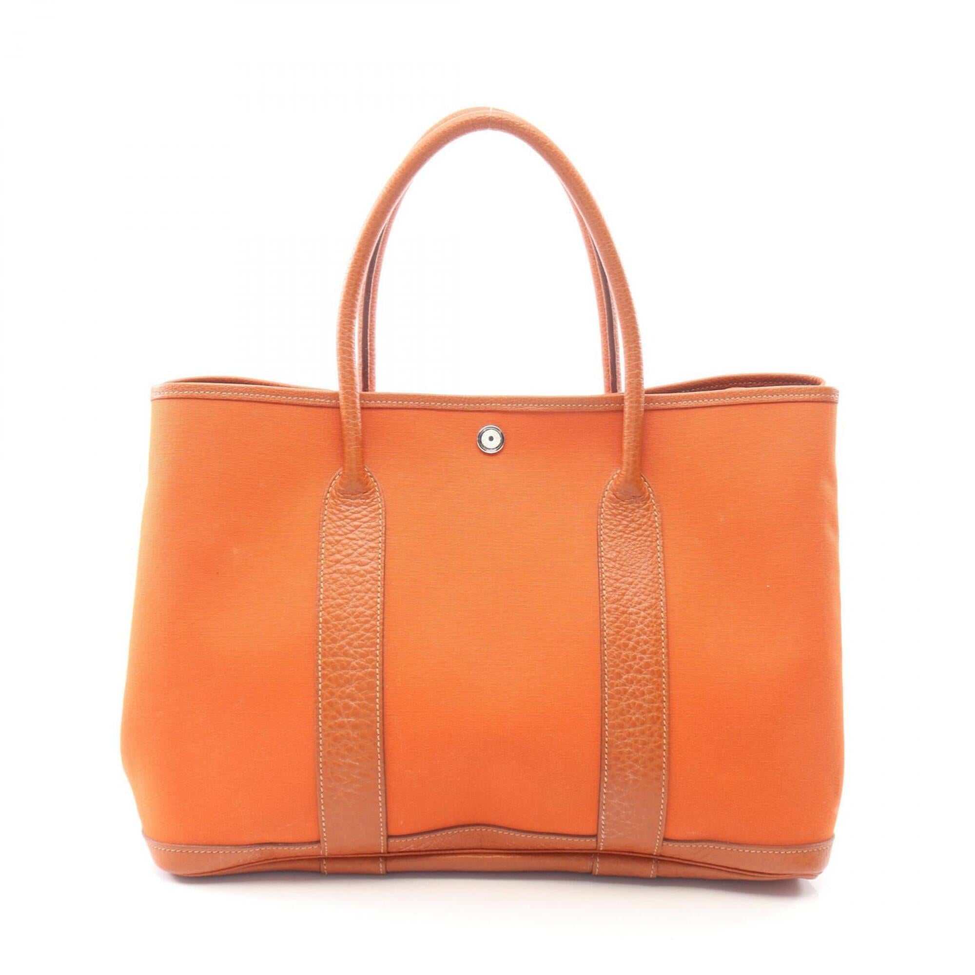 Hermes Brown Buffalo Leather Toile Officier Handbag Tote Bag (Pre-Owned)