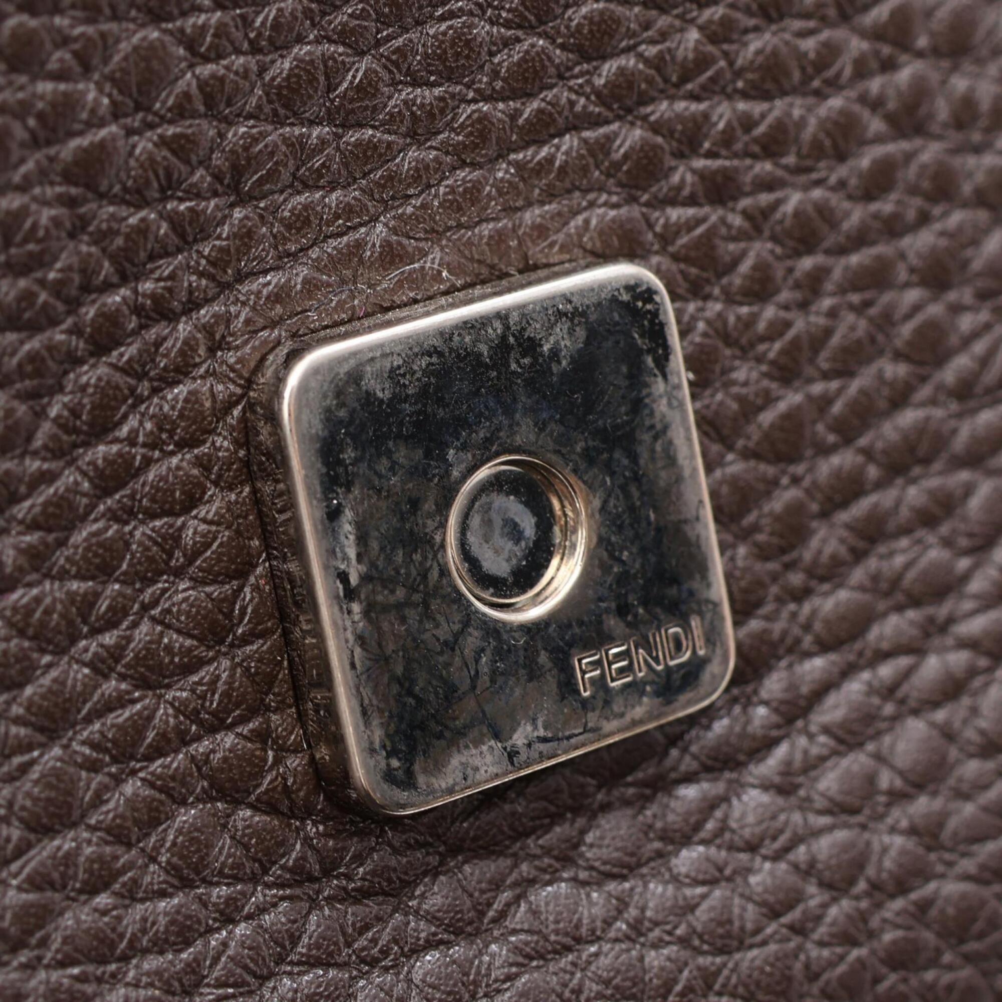 Fendi Brown Leather Handbag Shoulder Bag (Pre-Owned)