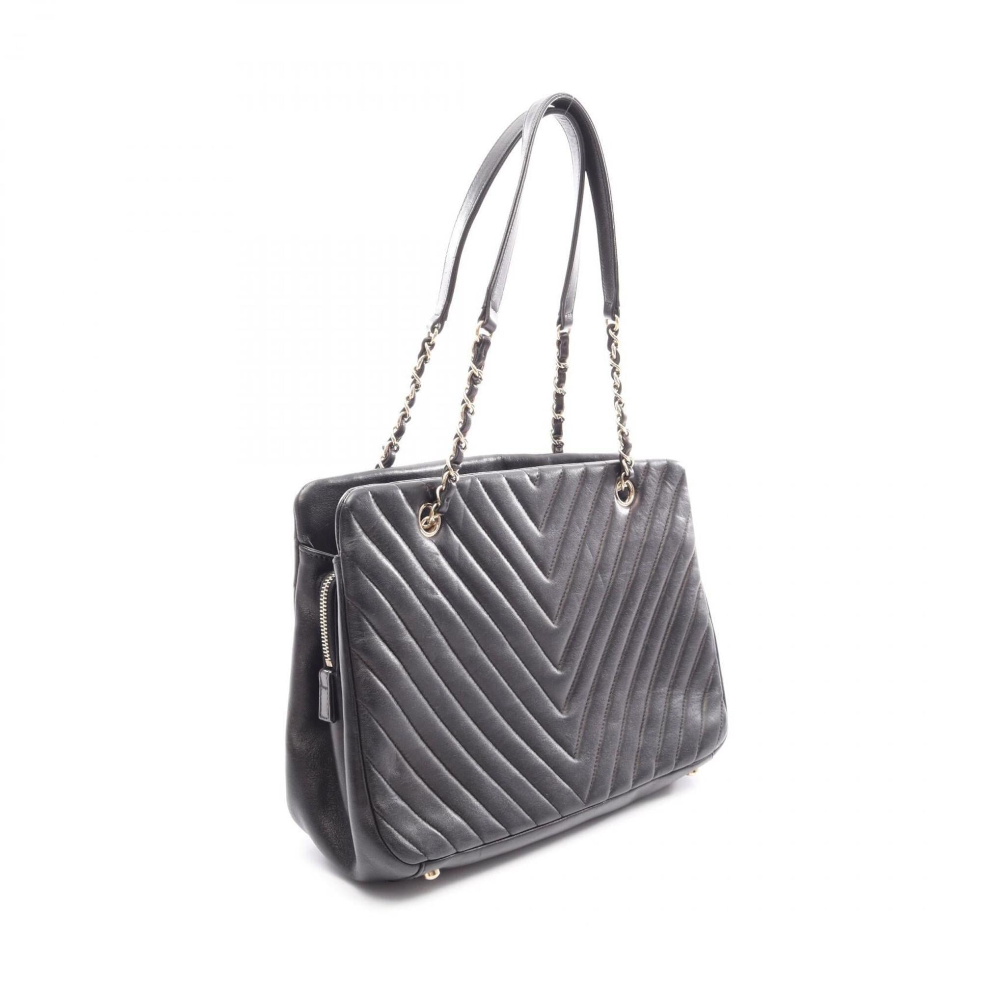 Chanel Black Leather Handbag Tote Bag (Pre-Owned)