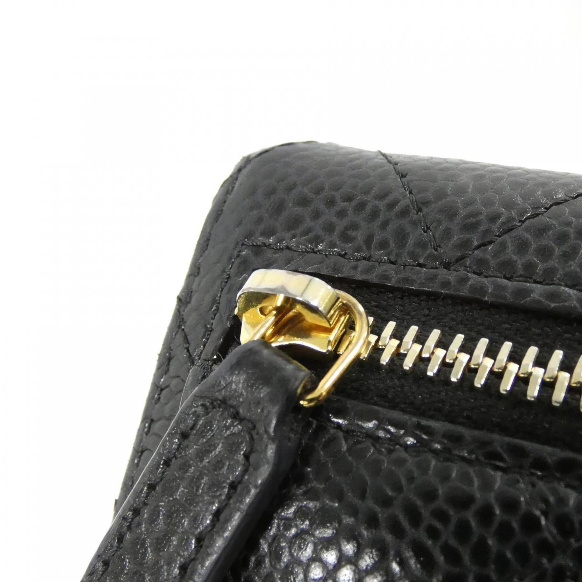 Chanel Black Bordeaux Grained Calfskin Wallet (Tri-Fold) (Pre-Owned)