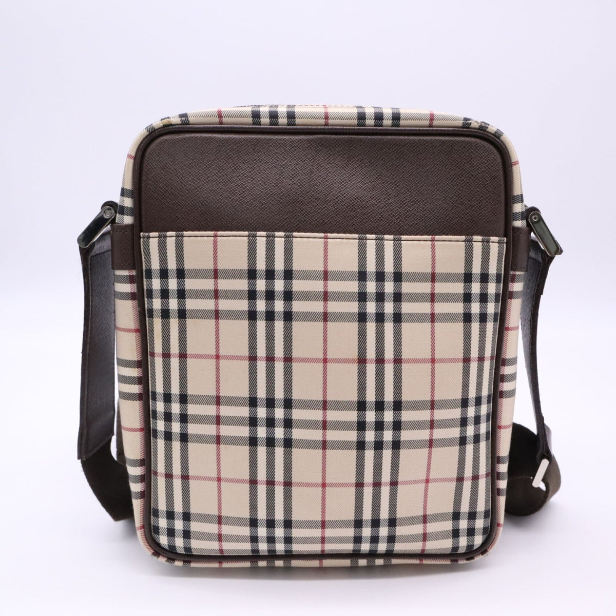 Burberry Beige Brown Multi-Color Canvas Leather Shoulder Bag (Pre-Owned)