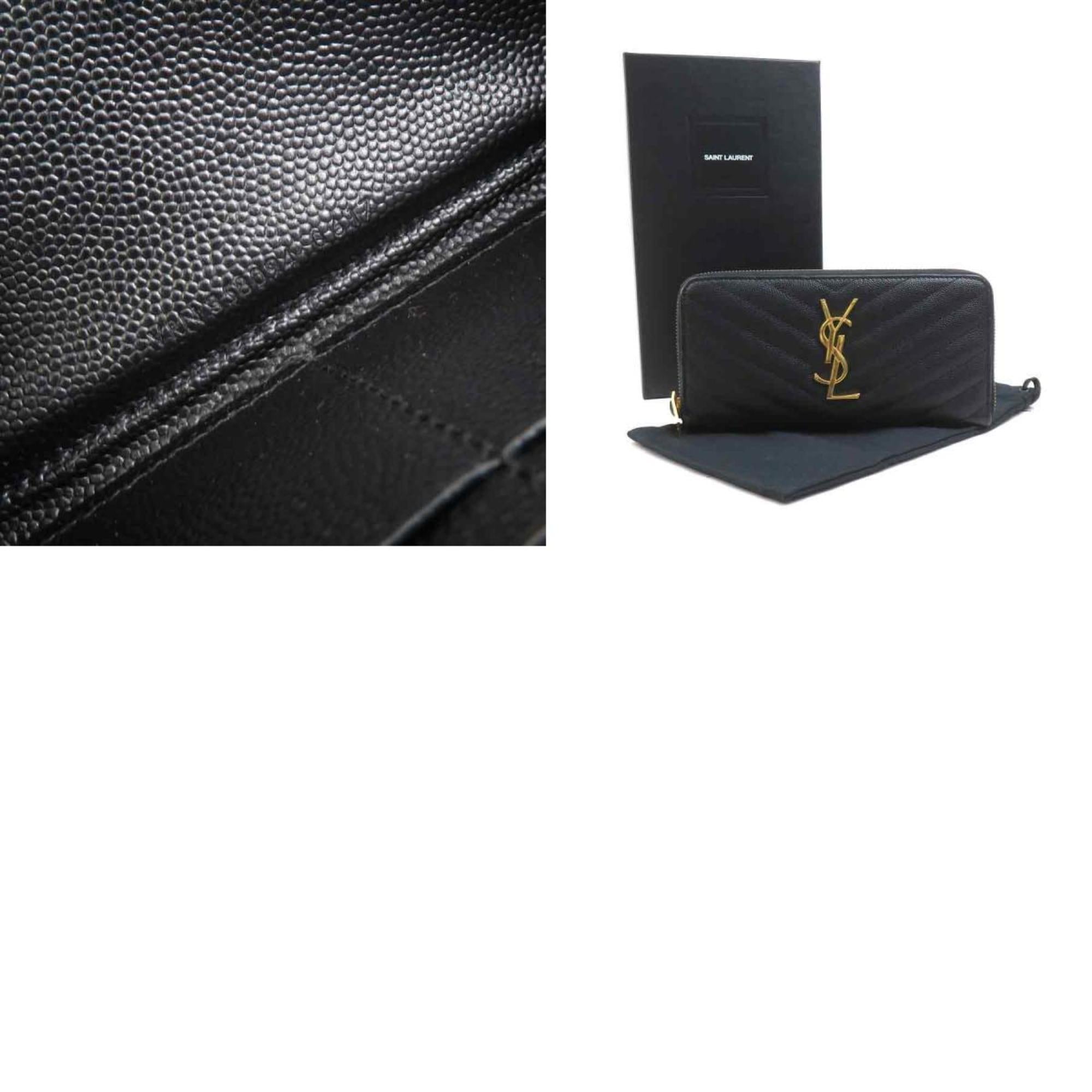 Saint Laurent Black Leather Long Wallet (Bi-Fold) (Pre-Owned)