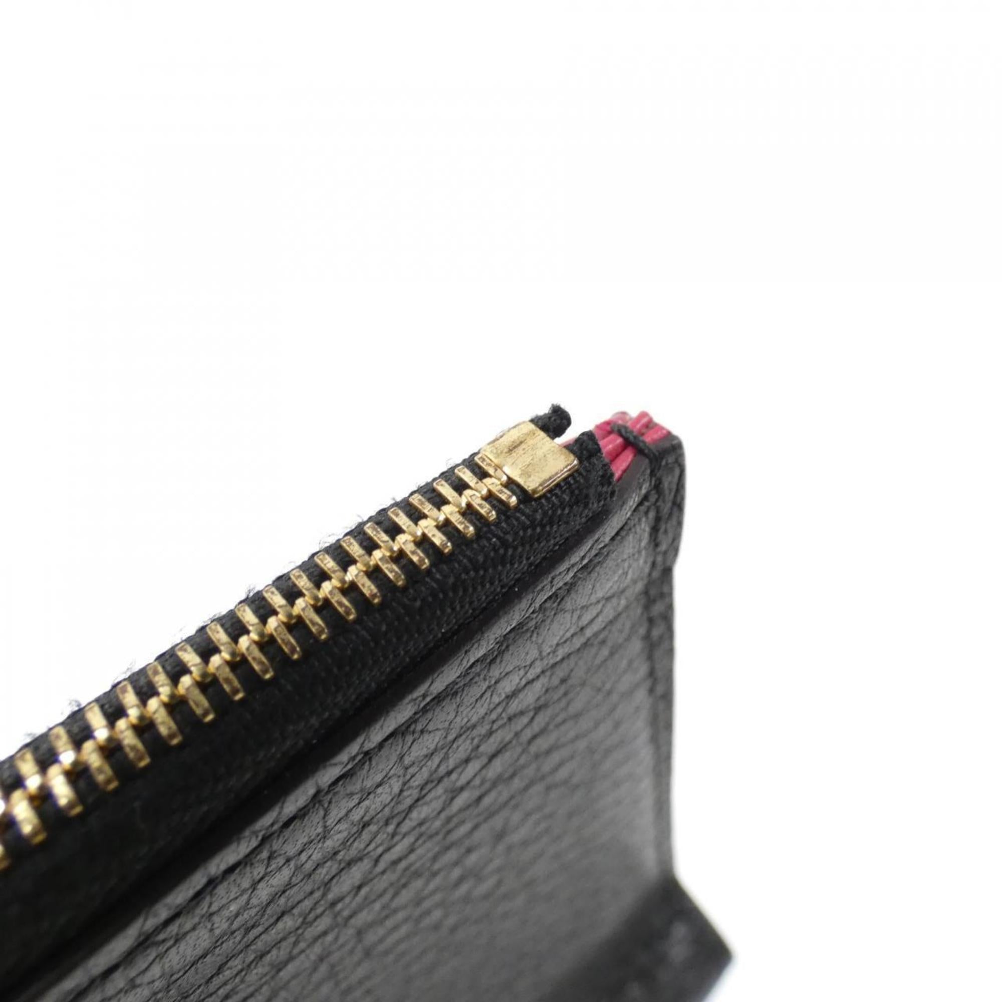 Louis Vuitton Black Hot Pink Leather Wallet (Tri-Fold) (Pre-Owned)