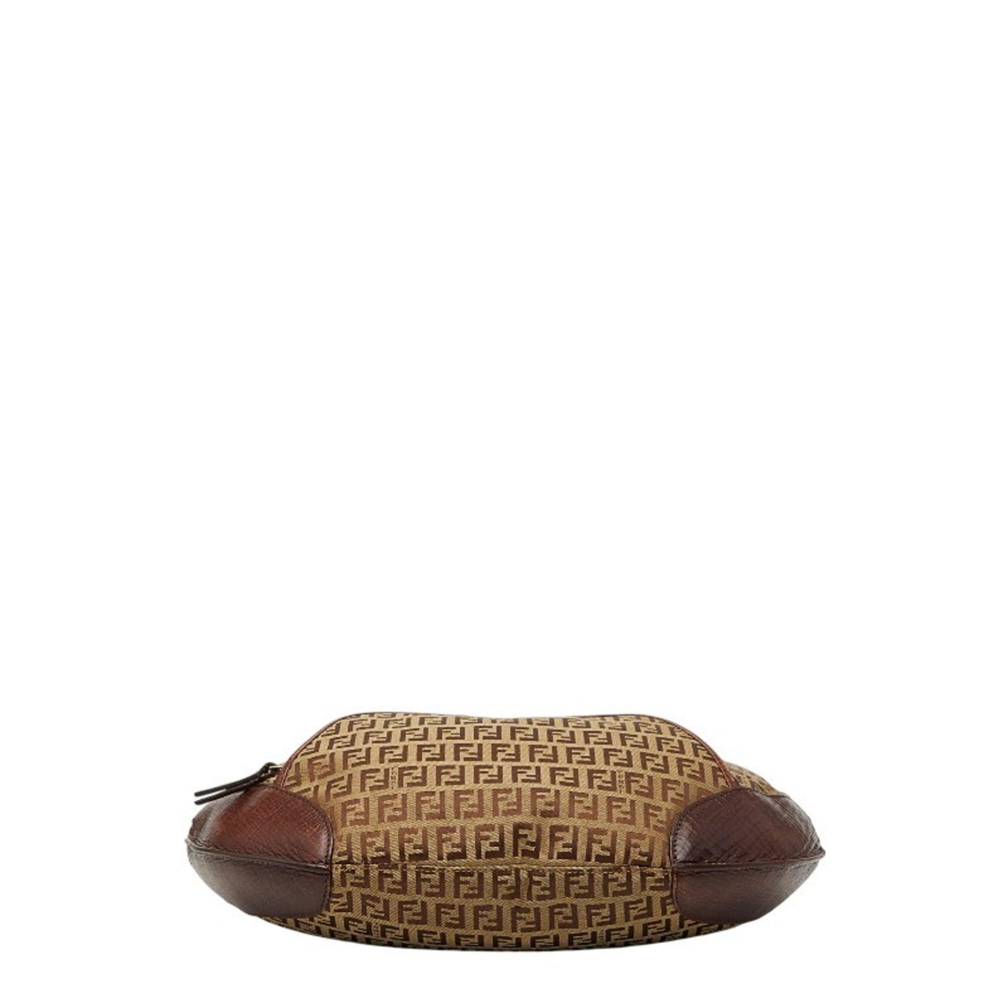Fendi Brown Canvas Leather Shoulder Bag (Pre-Owned)