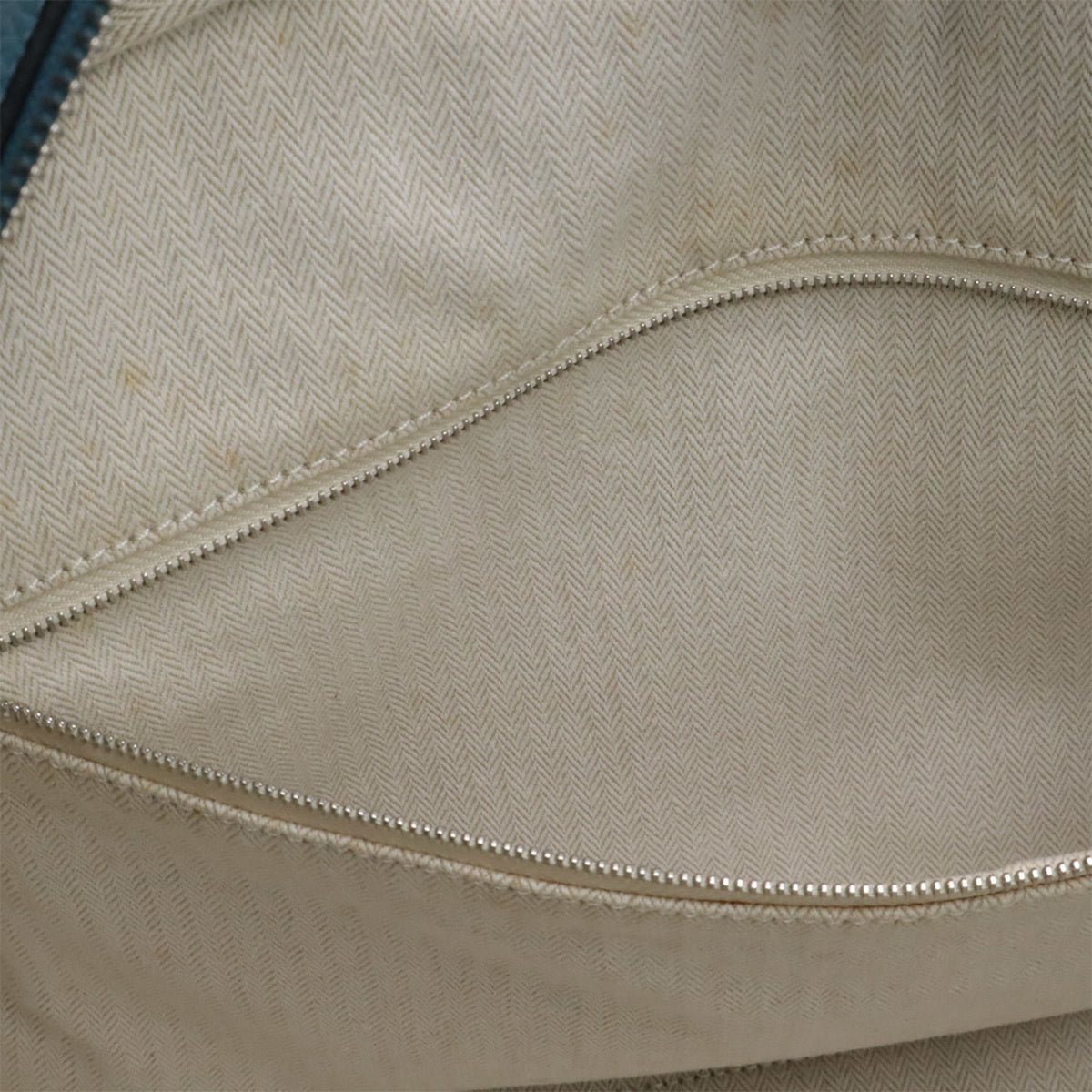 Hermes Beige Blue Jean Toile H Taurillon Clemence Leather Boston Bag (Pre-Owned)