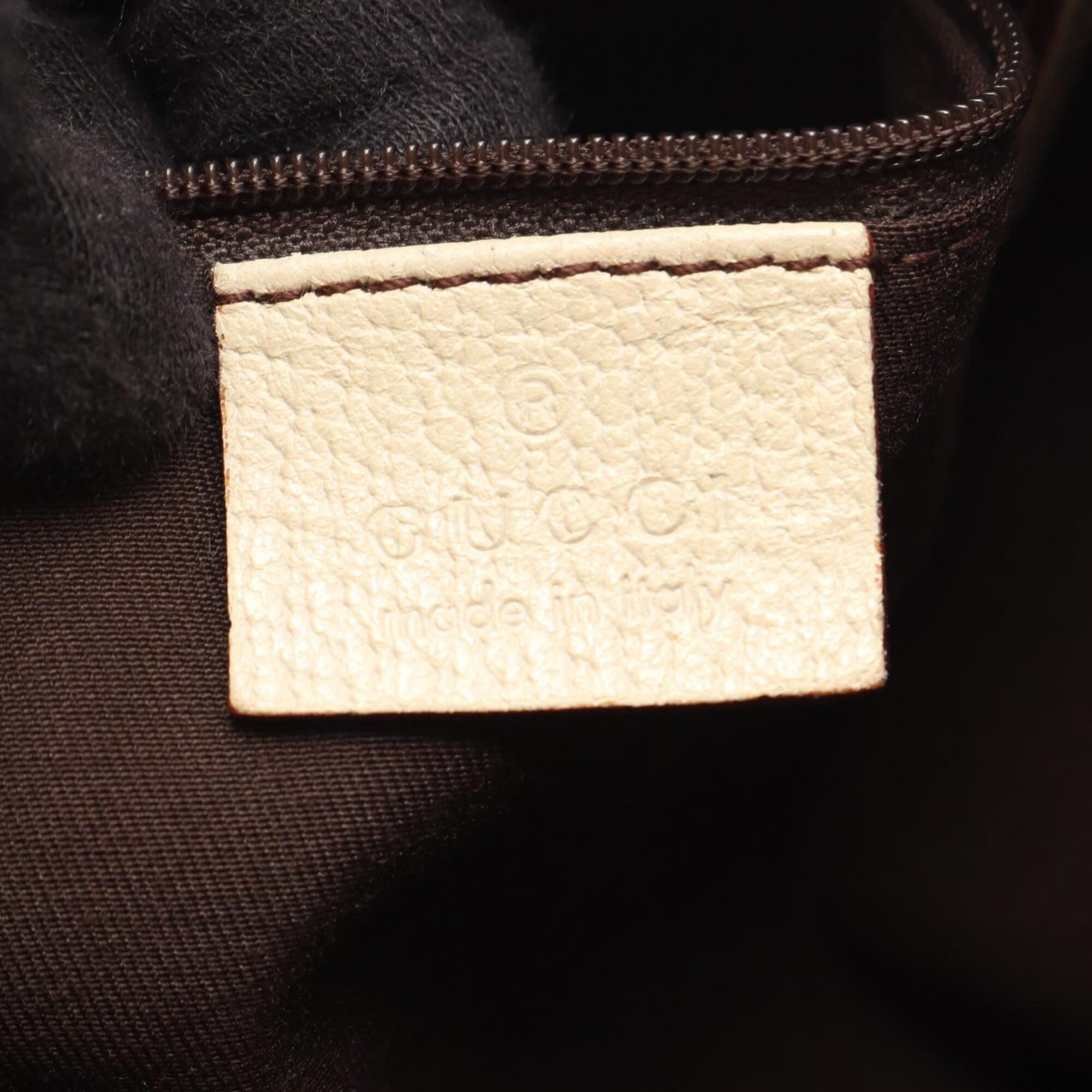 Gucci Beige White Gg Canvas Handbag Shoulder Bag (Pre-Owned)