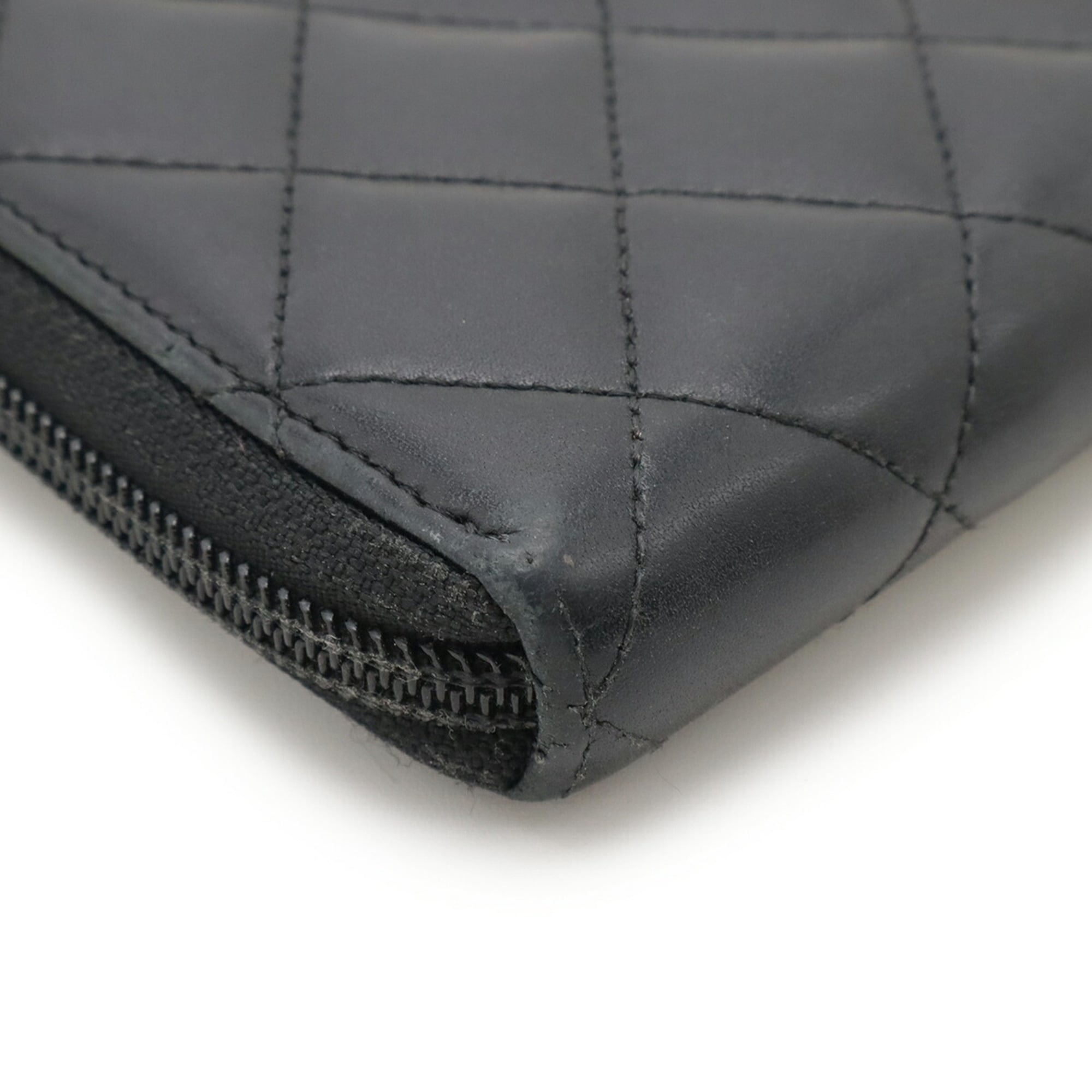 Chanel Black Pink Leather Long Wallet (Bi-Fold) (Pre-Owned)