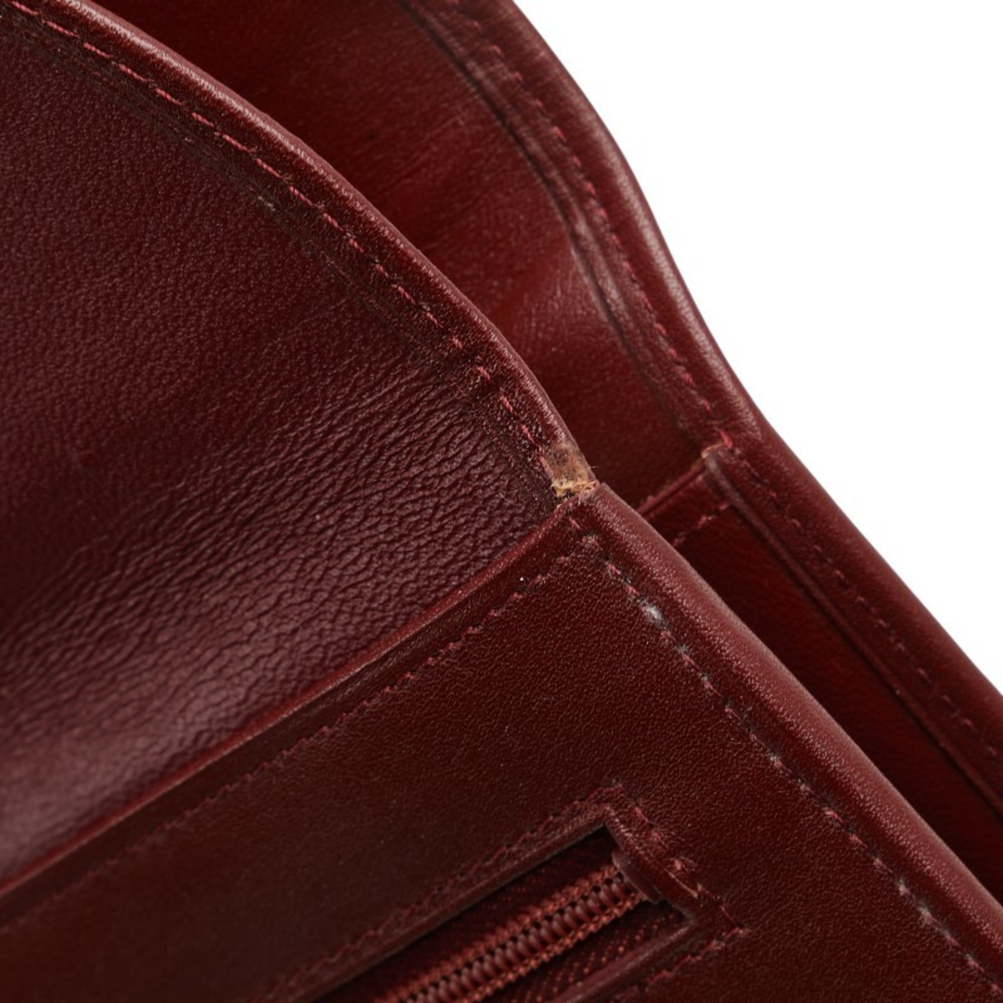 Cartier Must Bordeaux Wine Red Leather Coin Purse/Coin Case (Pre-Owned)
