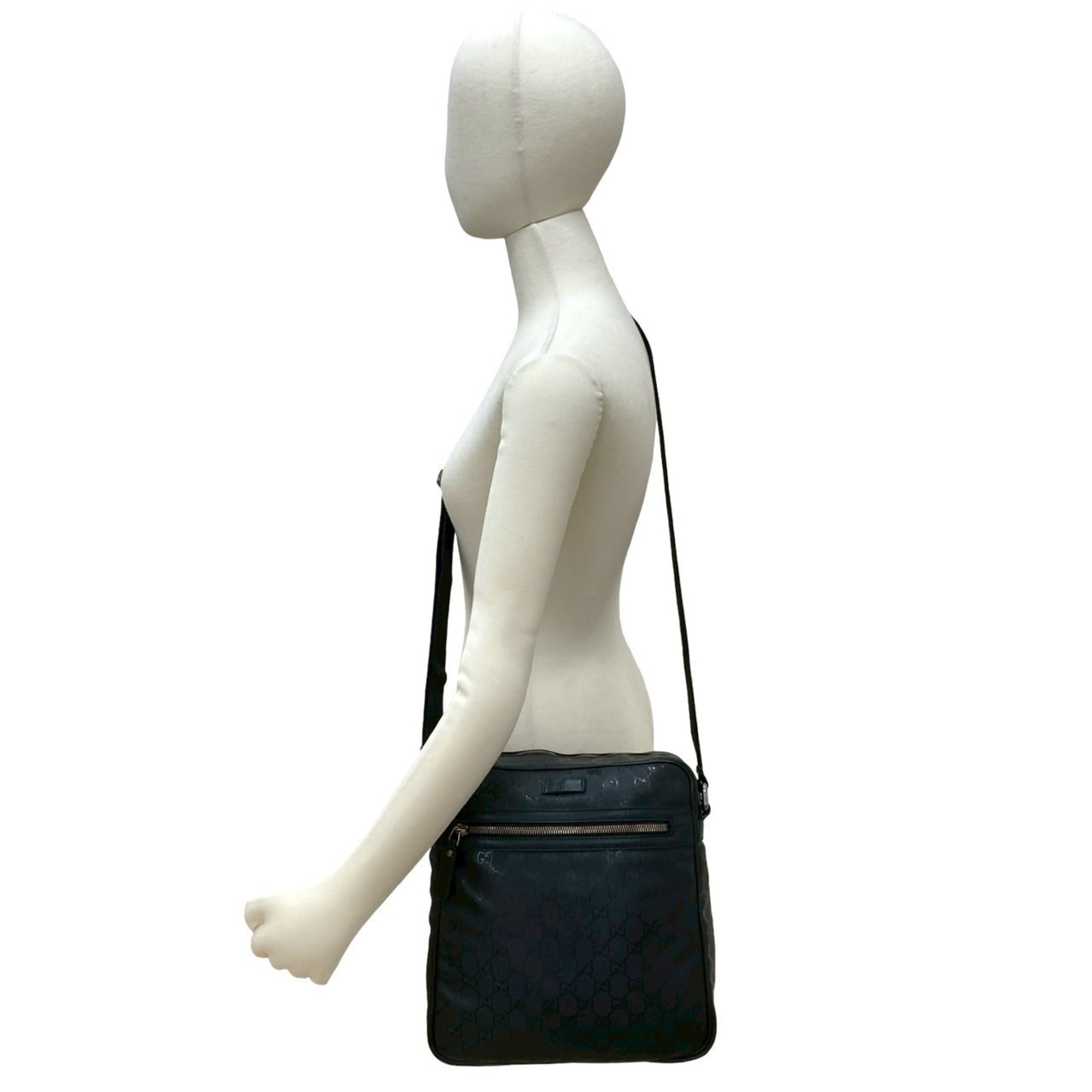 Gucci Black Leather Pvc Messenger Bag Pochette Shoulder Bag (Pre-Owned)