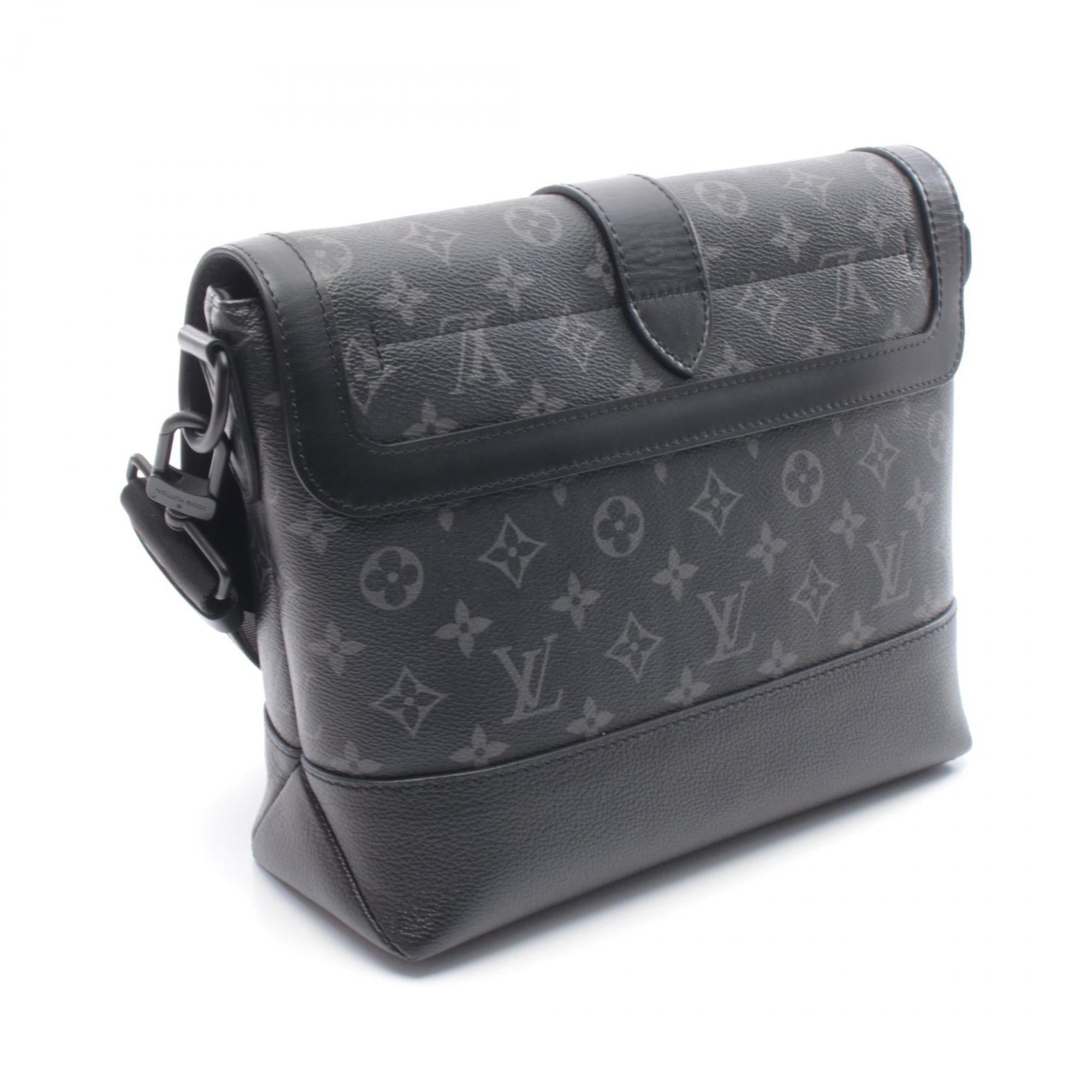 Louis Vuitton Black Coated Canvas Leather Handbag Shoulder Bag (Pre-Owned)