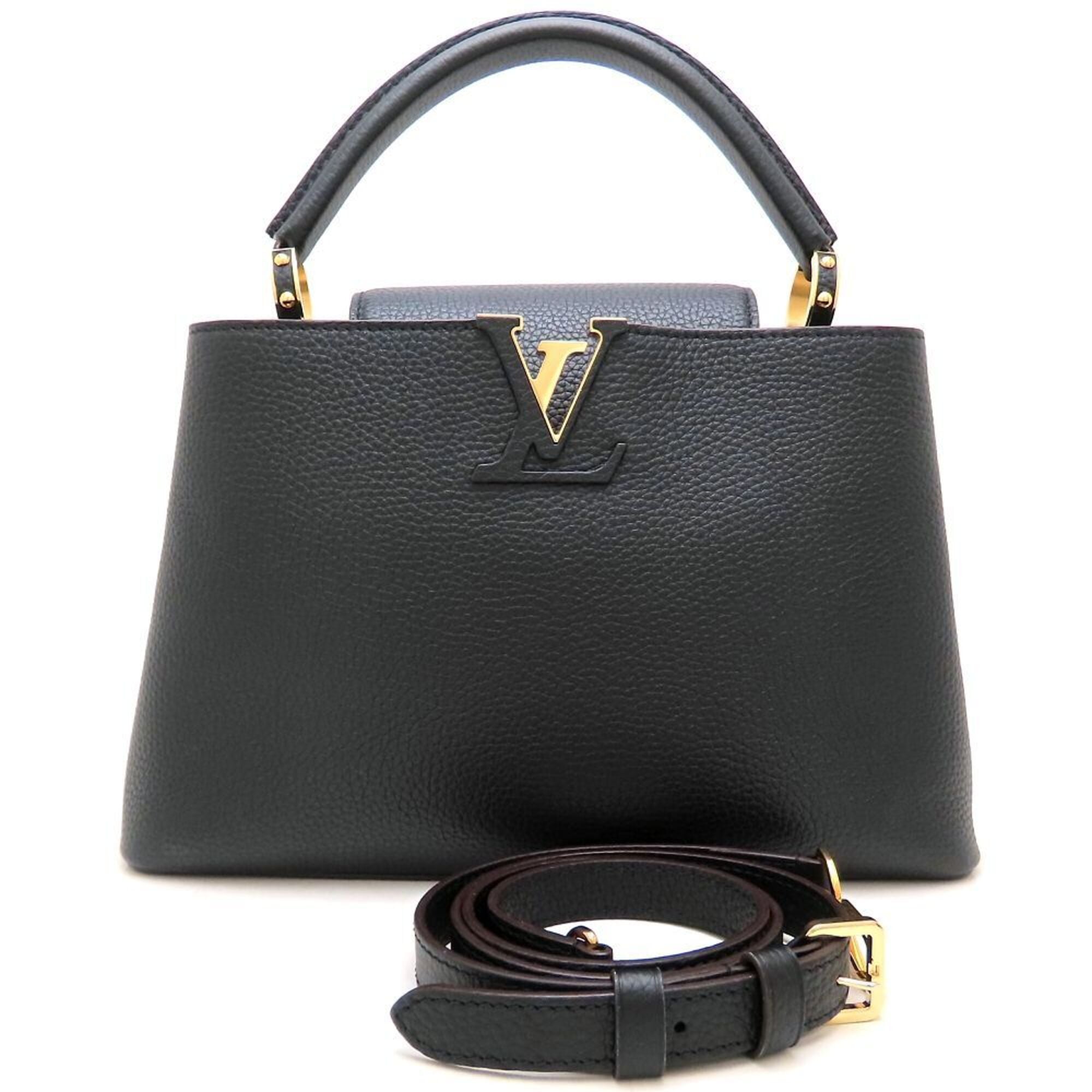 Louis Vuitton Noir Leather Handbag (Pre-Owned)