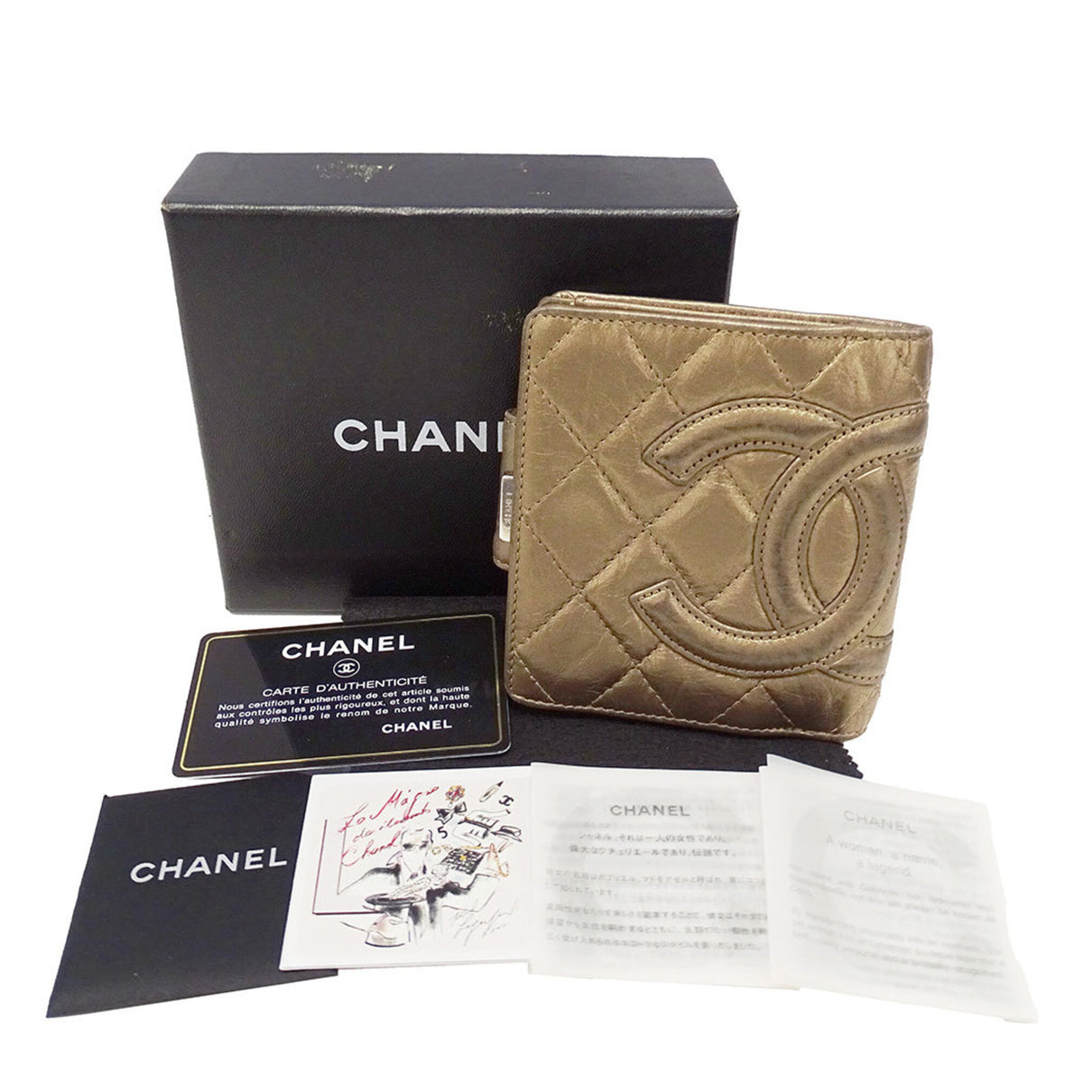 Chanel Gold Leather Wallet (Bi-Fold) (Pre-Owned)