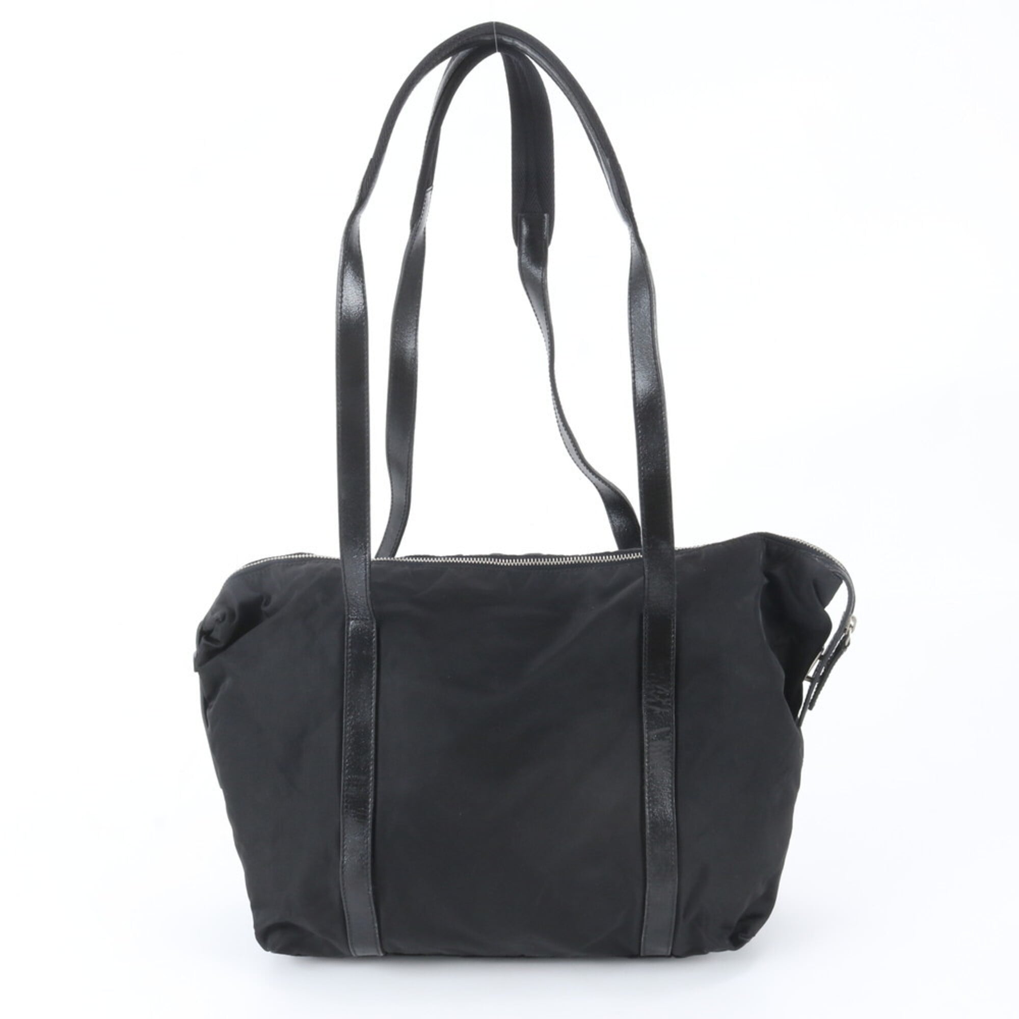 Prada Black Nylon Leather Handbag Shoulder Bag Tote Bag (Pre-Owned)