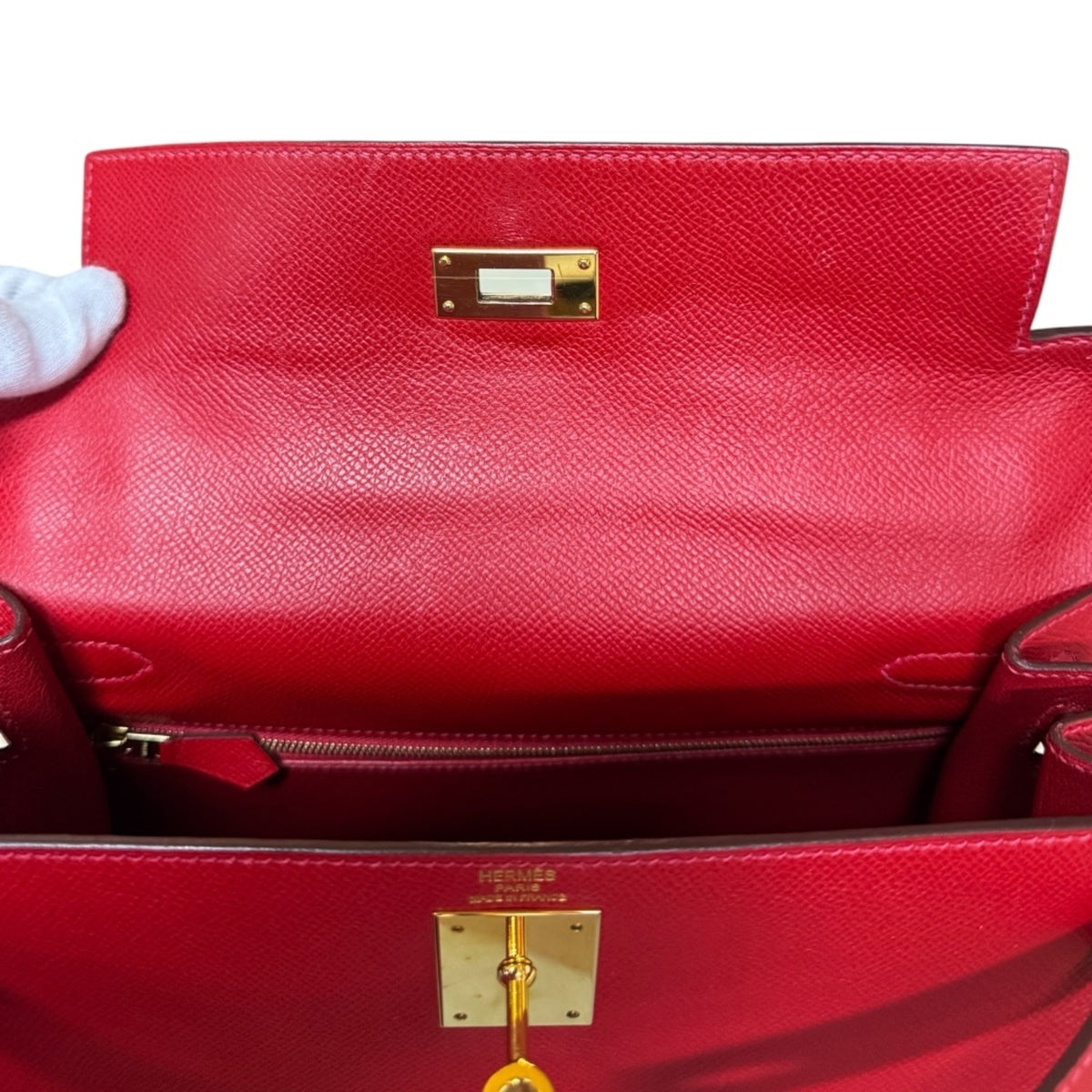 Hermes Red Color Rouge Casaque Epsom Leather Shoulder Bag (Pre-Owned)