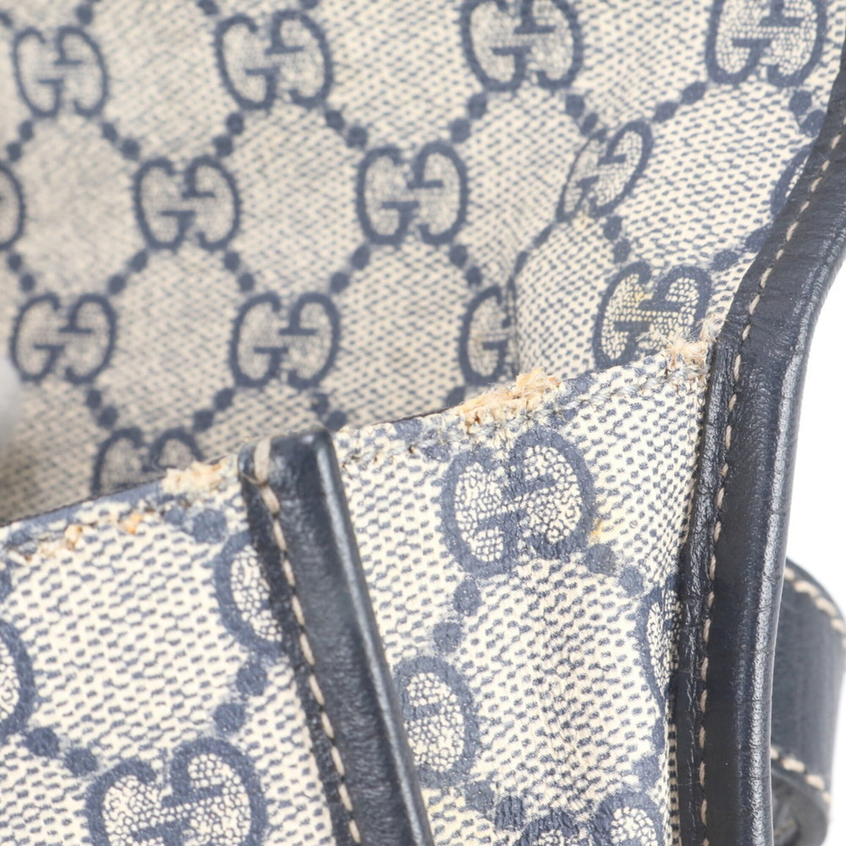 Gucci Navy Leather Coated Canvas Pouch Sling Bag (Pre-Owned)