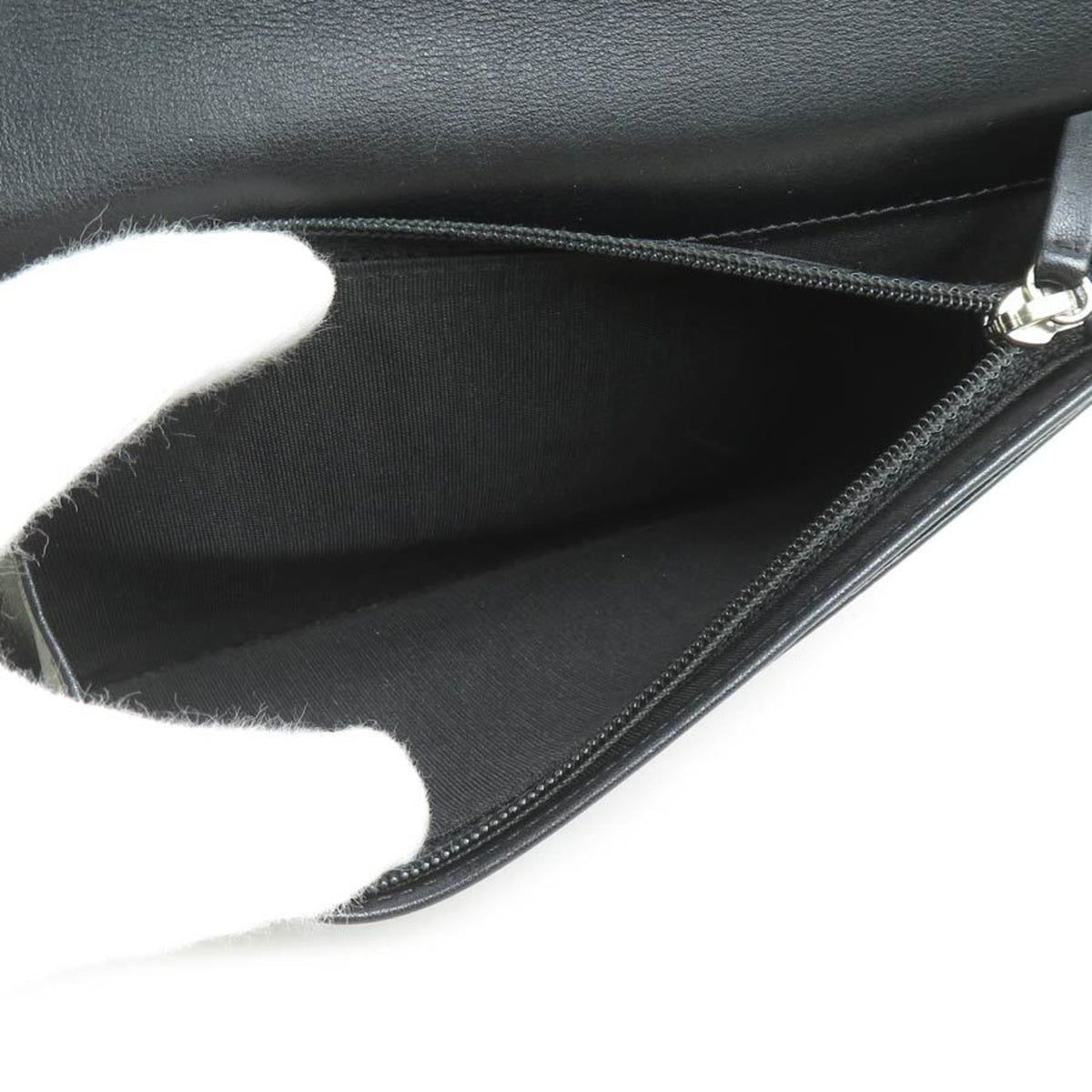 Chanel Black Canvas Leather Long Wallet (Bi-Fold) (Pre-Owned)